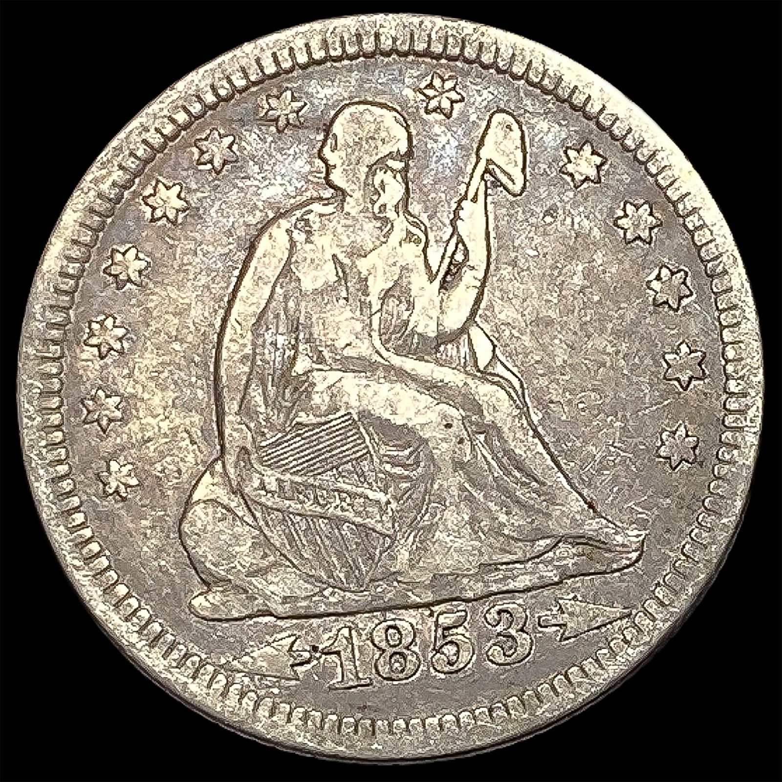 1853 Arrows Seated Liberty Quarter LIGHTLY CIRCULATED (1 of 2)