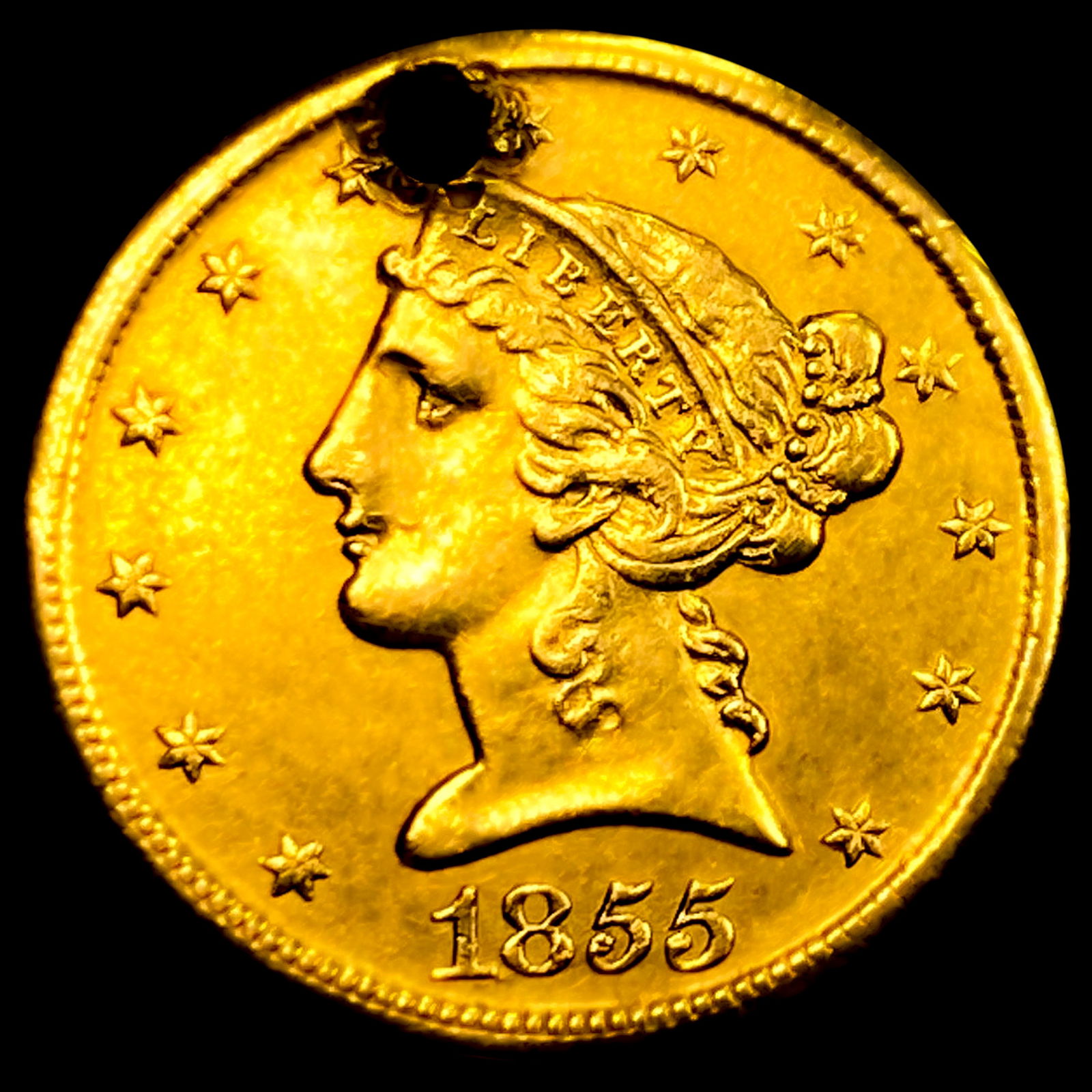 1855-C $5 Gold Half Eagle: 1855-C $5 Gold Half Eagle