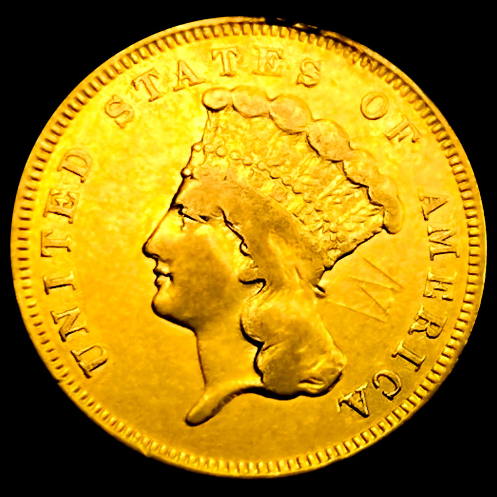 1855-S $3 Gold Piece (1 of 2)
