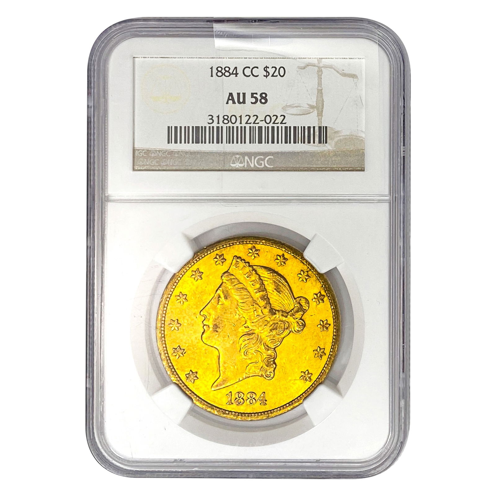 1884-CC $20 Gold Double Eagle NGC AU58 (1 of 2)