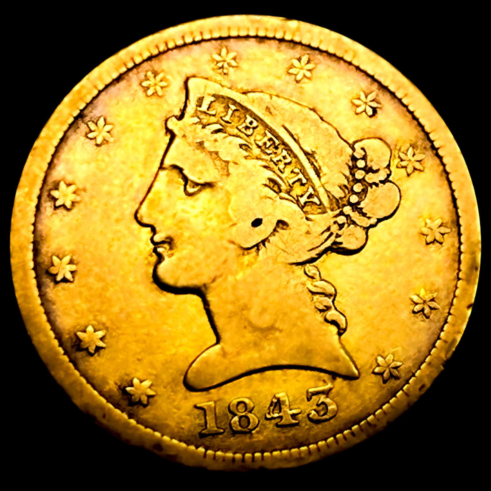 1843-D $5 Gold Half Eagle (1 of 2)