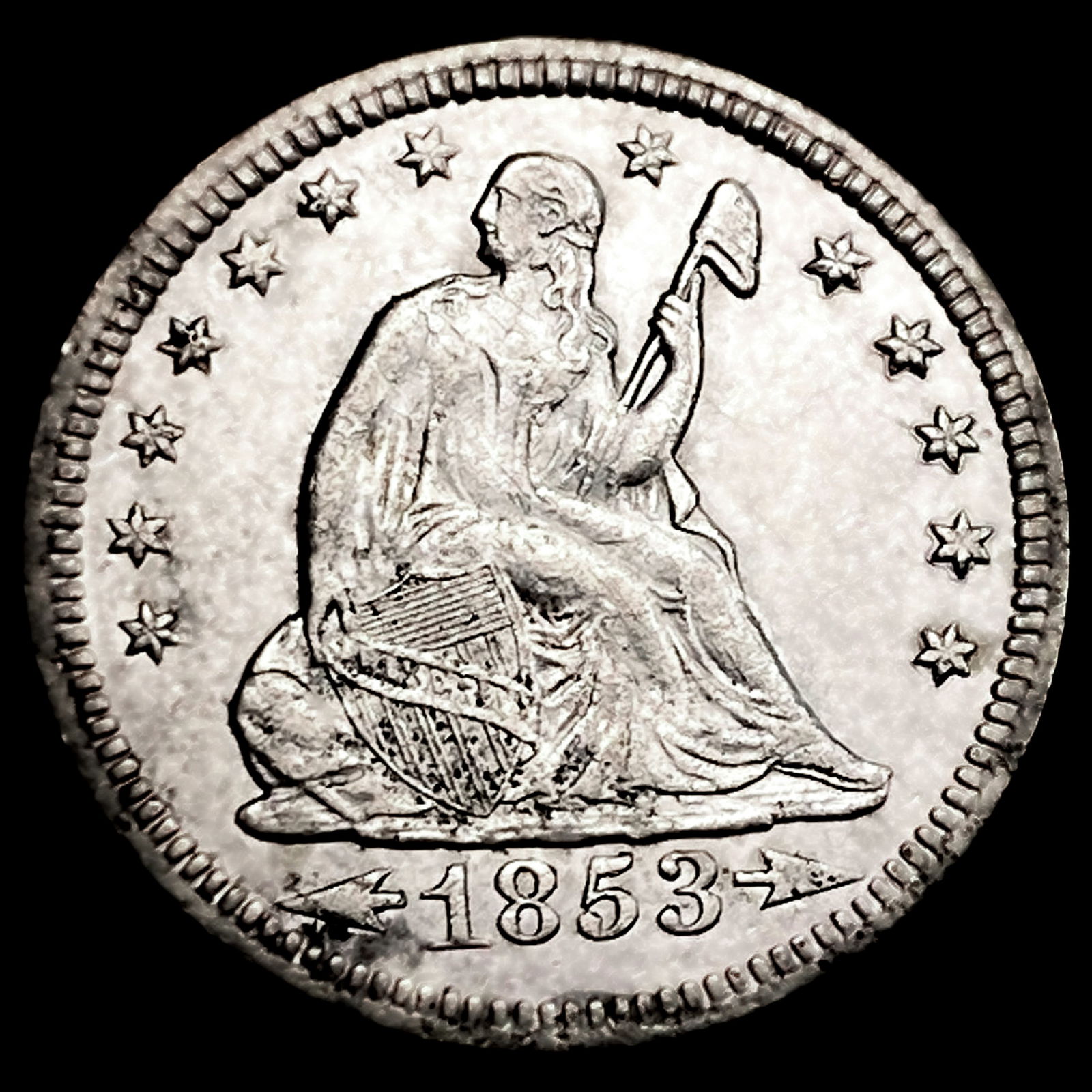1853-O Arrows and Rays Seated Liberty Quarter (1 of 2)