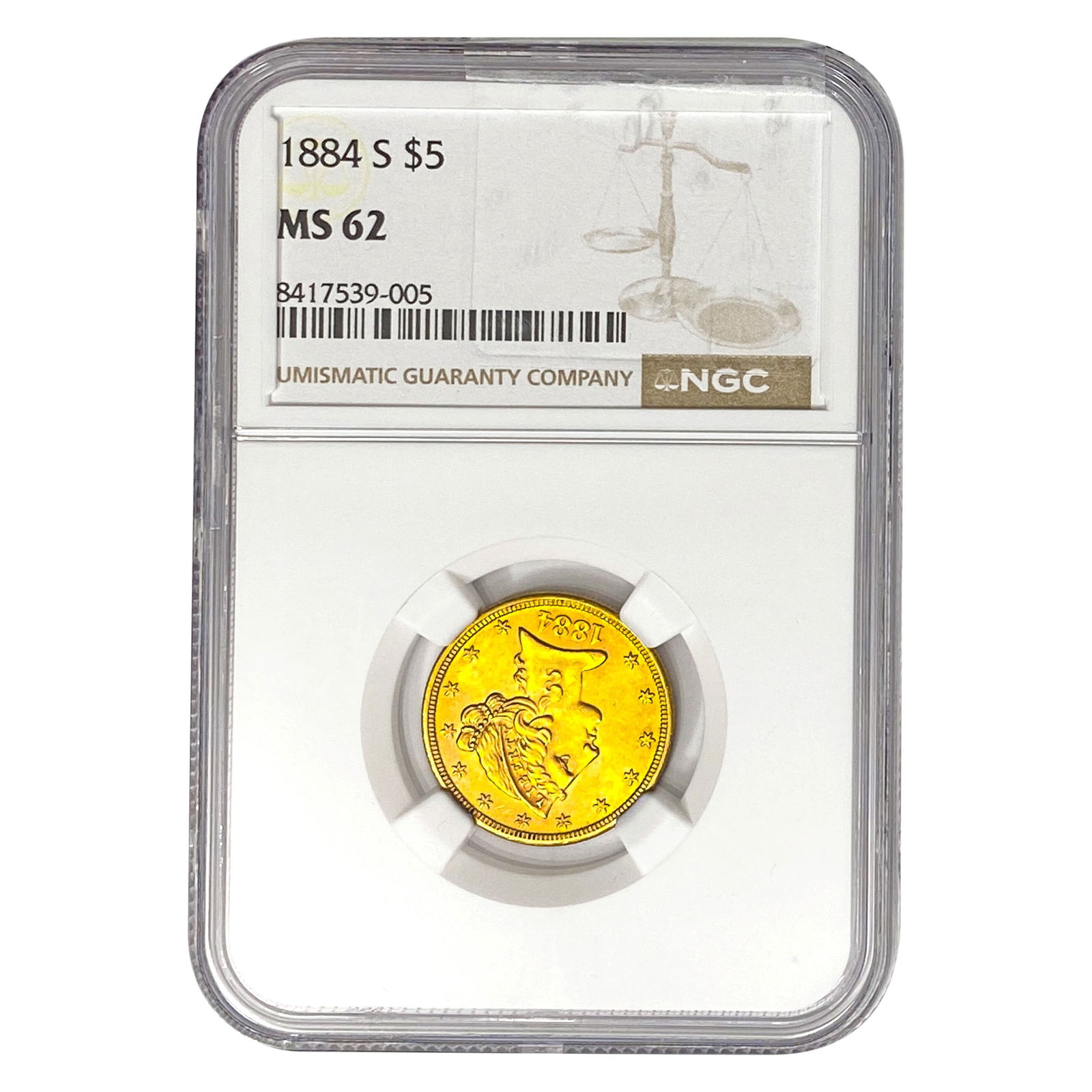 1884-S $5 Gold Half Eagle NGC MS62 (1 of 2)