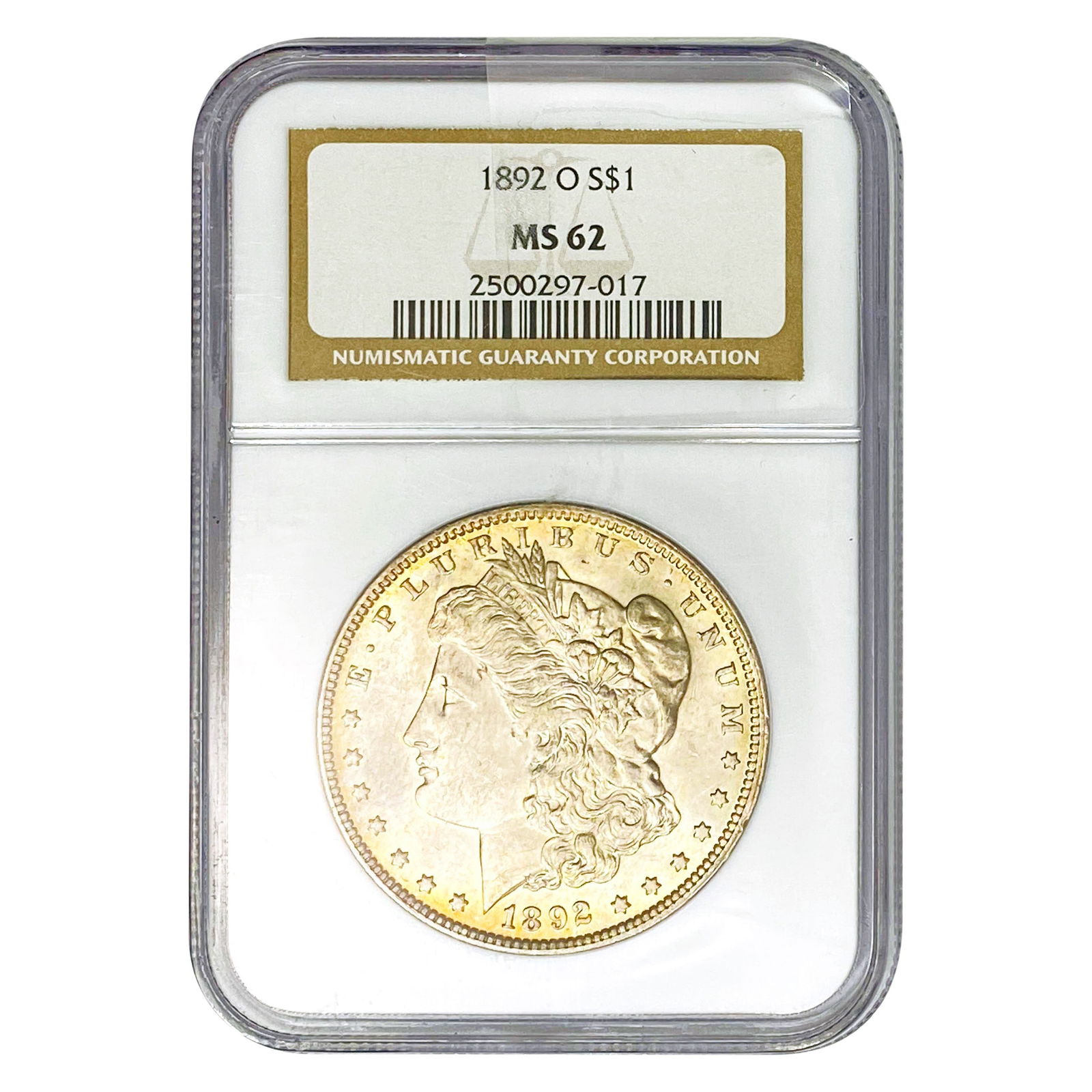 1892-O Morgan Silver Dollar NGC MS62: 1892-O Morgan Silver Dollar NGC MS62