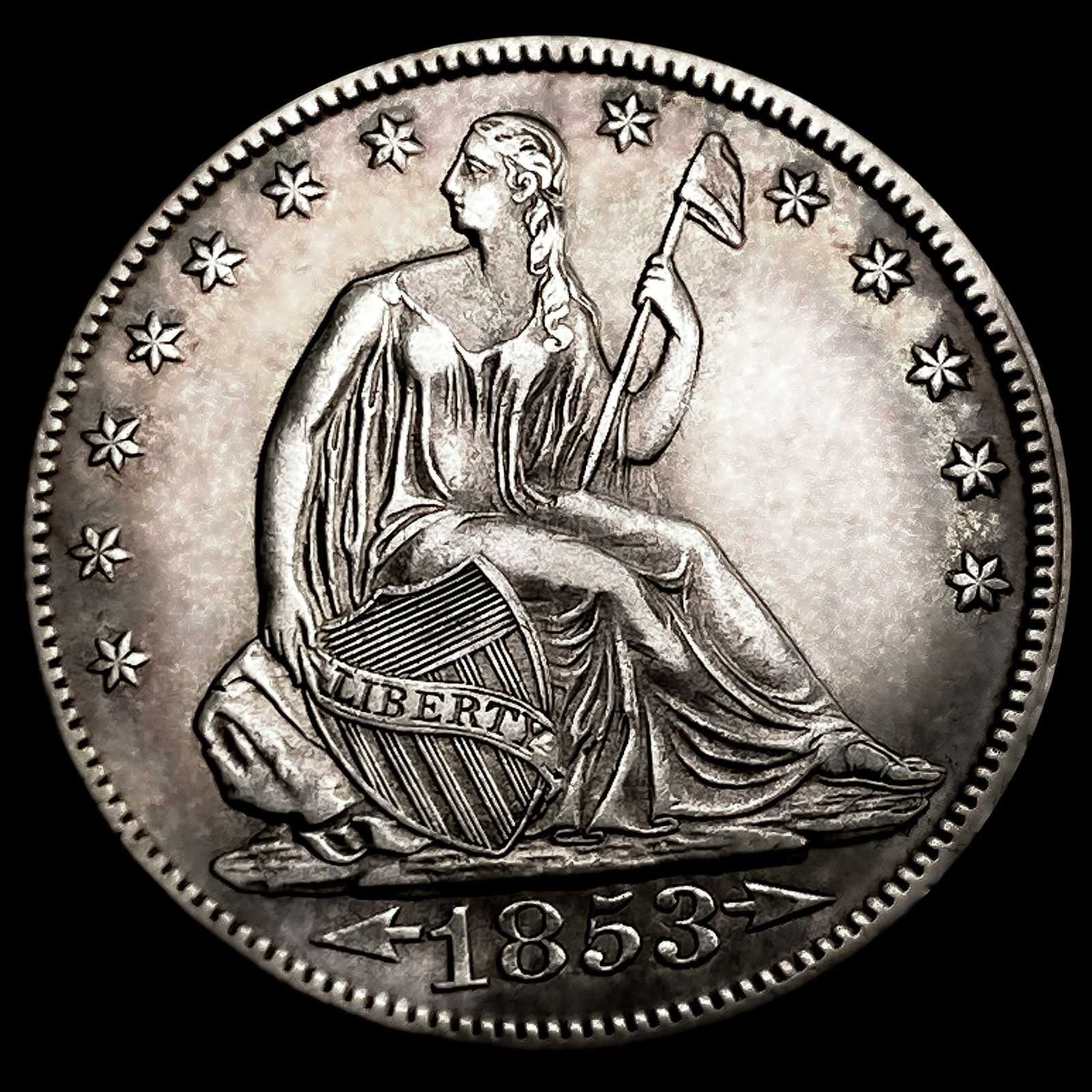 1853 Arrows and Rays Seated Liberty Half Dollar: 1853 Arrows and Rays Seated Liberty Half Dollar