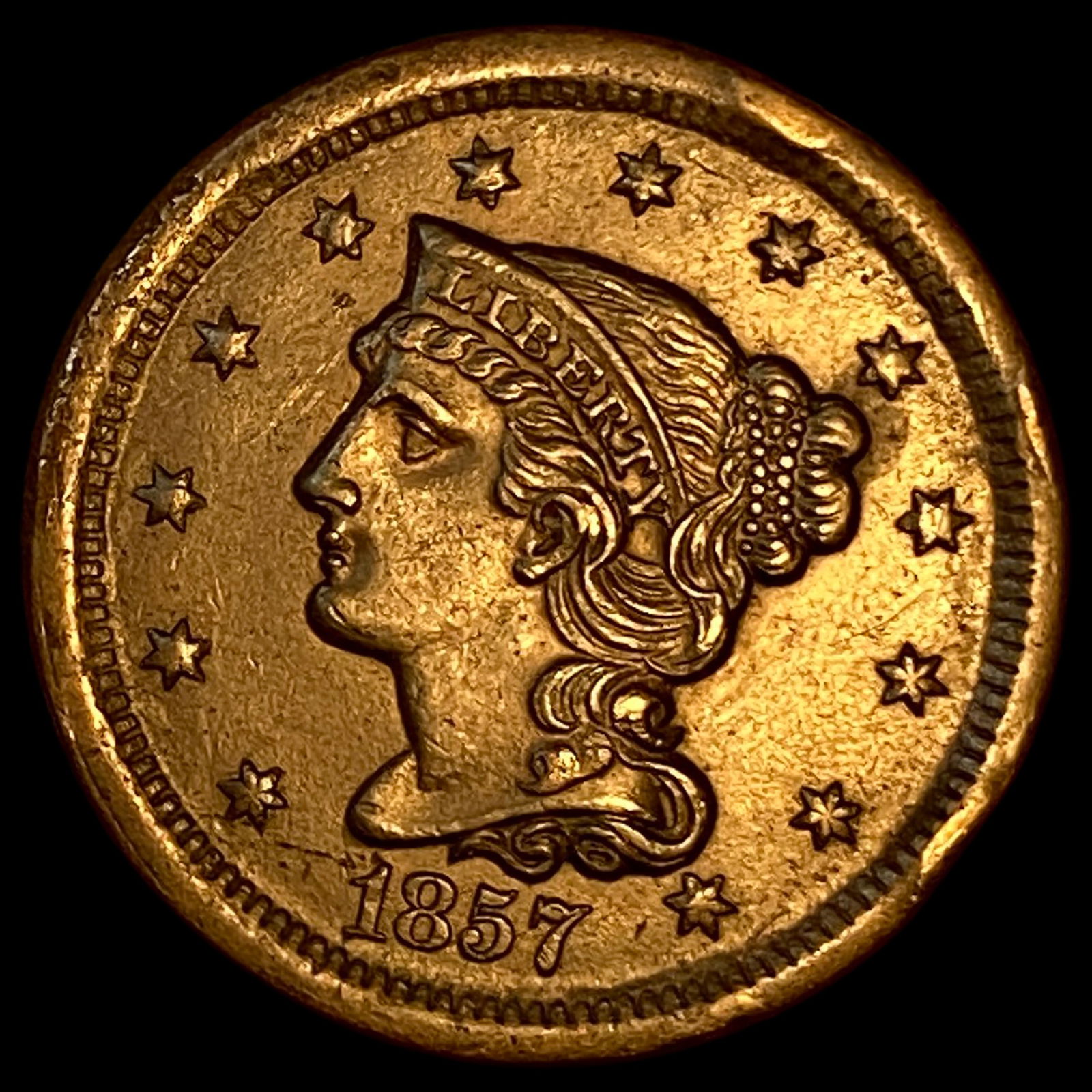 1857 Braided Hair Large Cent UNCIRCULATED (1 of 2)