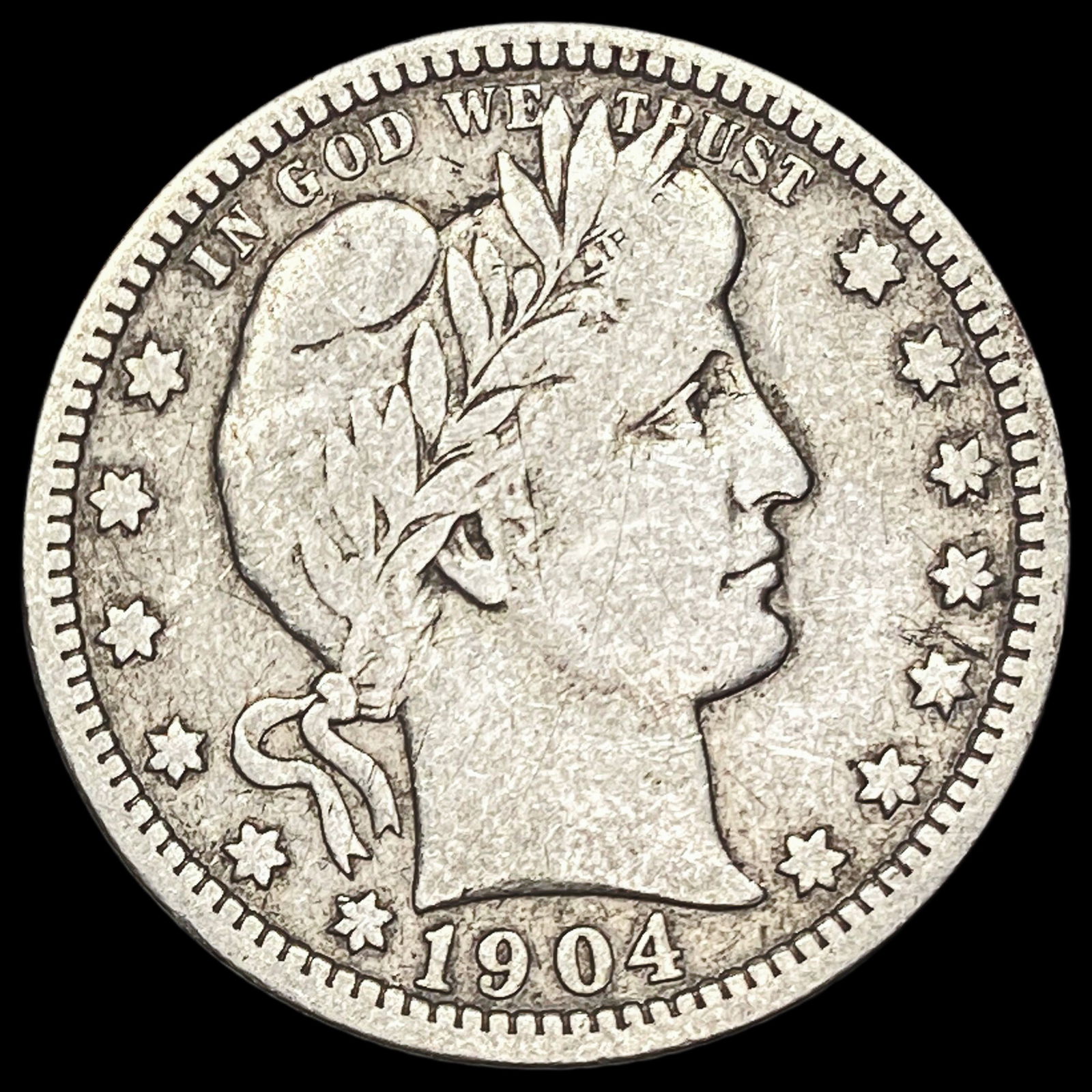 1904-O Silver Barber Quarter NEARLY UNCIRCULATED (1 of 2)