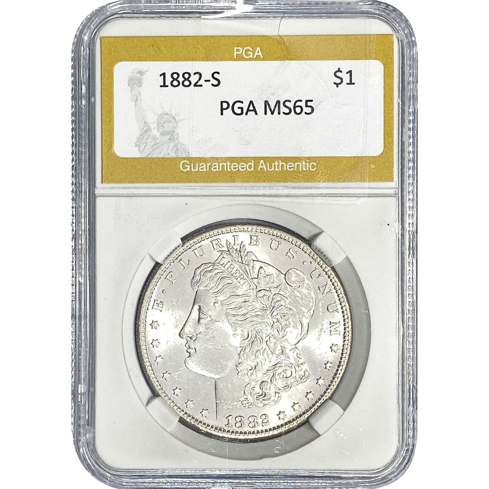 1882-S Morgan Silver Dollar PGA MS65: 1882-S Morgan Silver Dollar PGA MS65