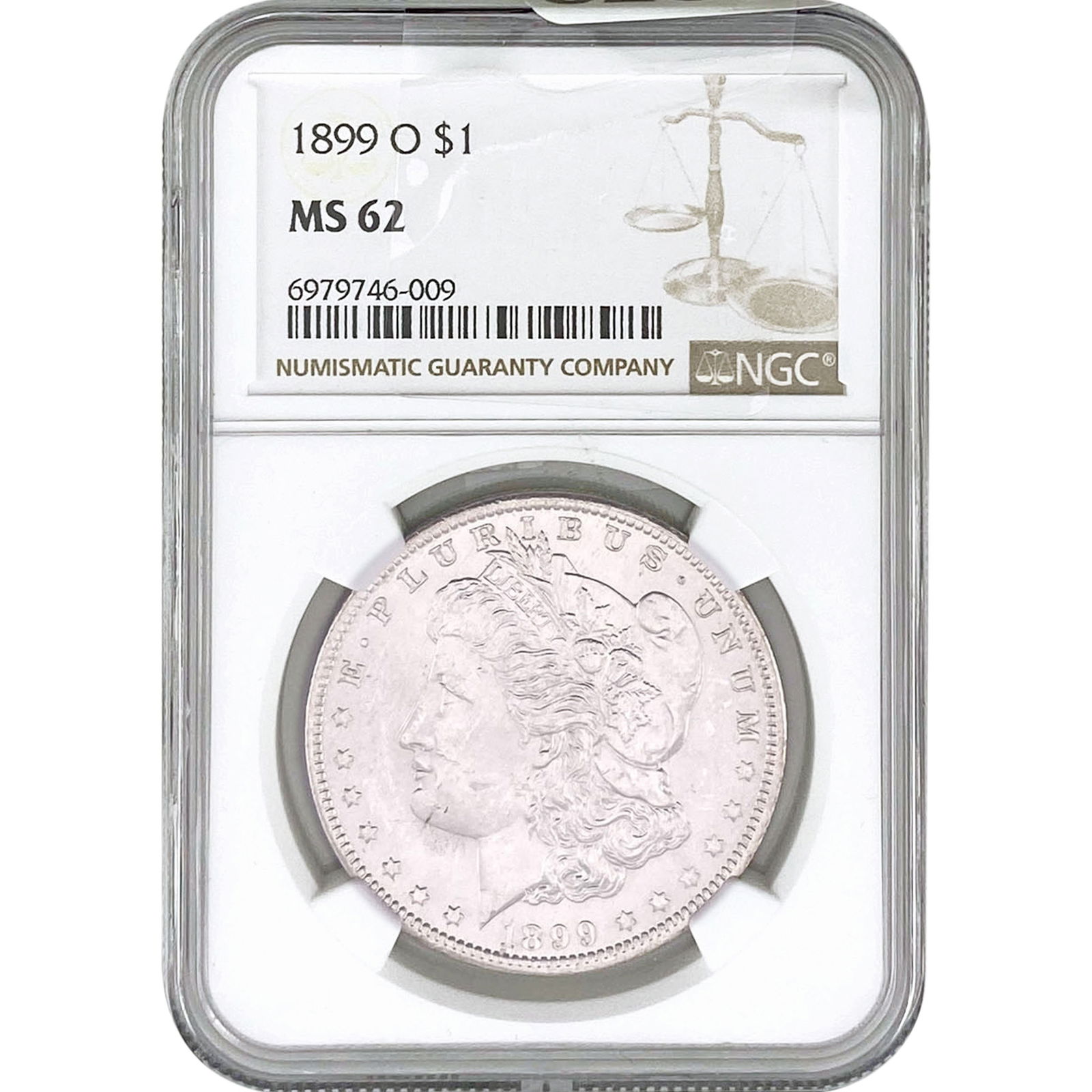 1899-O Morgan Silver Dollar NGC MS62: 1899-O Morgan Silver Dollar NGC MS62