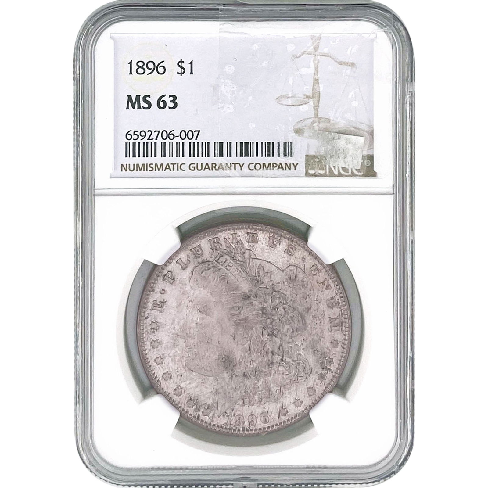 1896 Morgan Silver Dollar NGC MS63: 1896 Morgan Silver Dollar NGC MS63