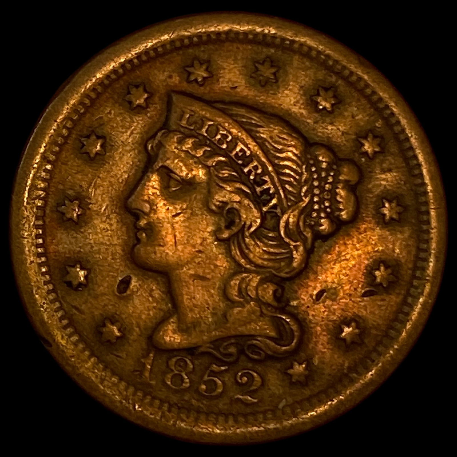 1852 Braided Hair Large Cent LIGHTLY CIRCULATED (1 of 2)