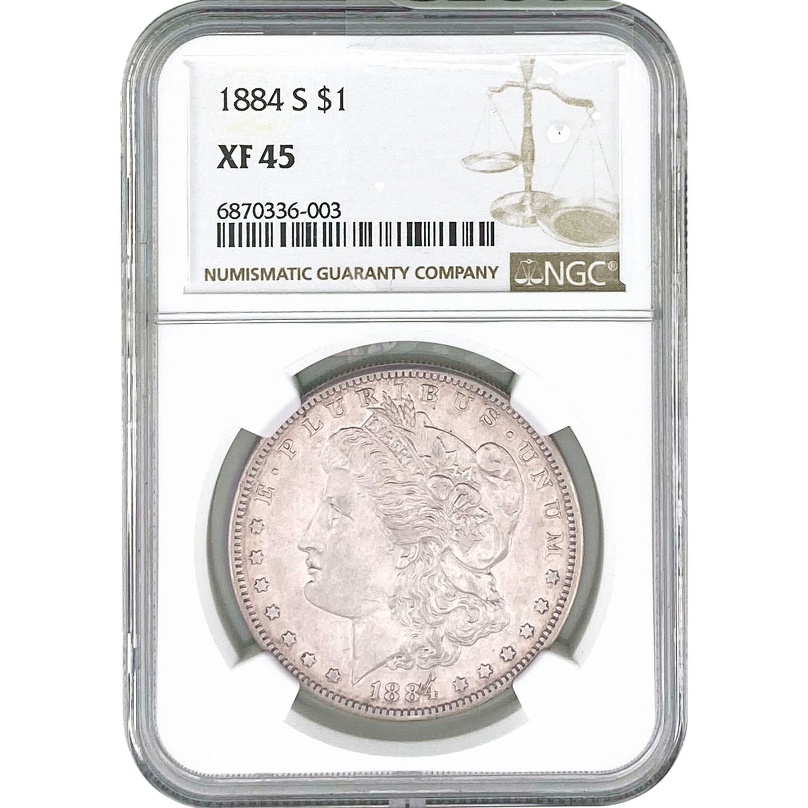 1884-S Morgan Silver Dollar NGC XF45: 1884-S Morgan Silver Dollar NGC XF45
