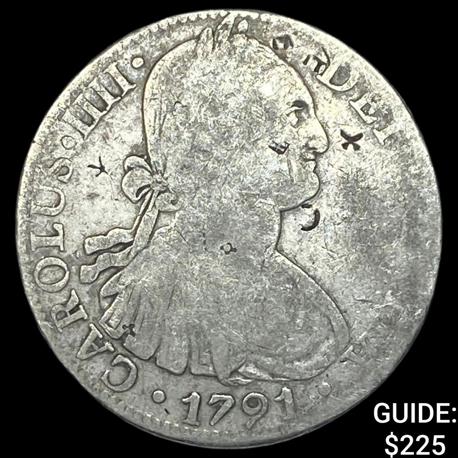 1791 Colonial Spain Silver 8 Reales Chopmarks NEARLY UNCIRCULATED (1 of 2)