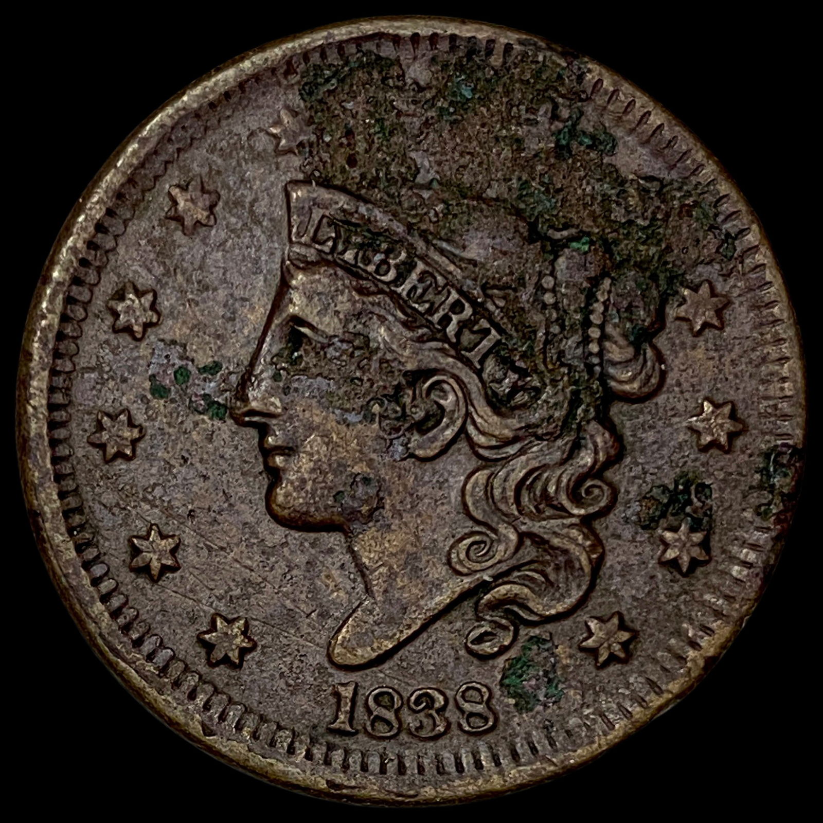 1838 Coronet Head Large Cent LIGHTLY CIRCULATED (1 of 2)