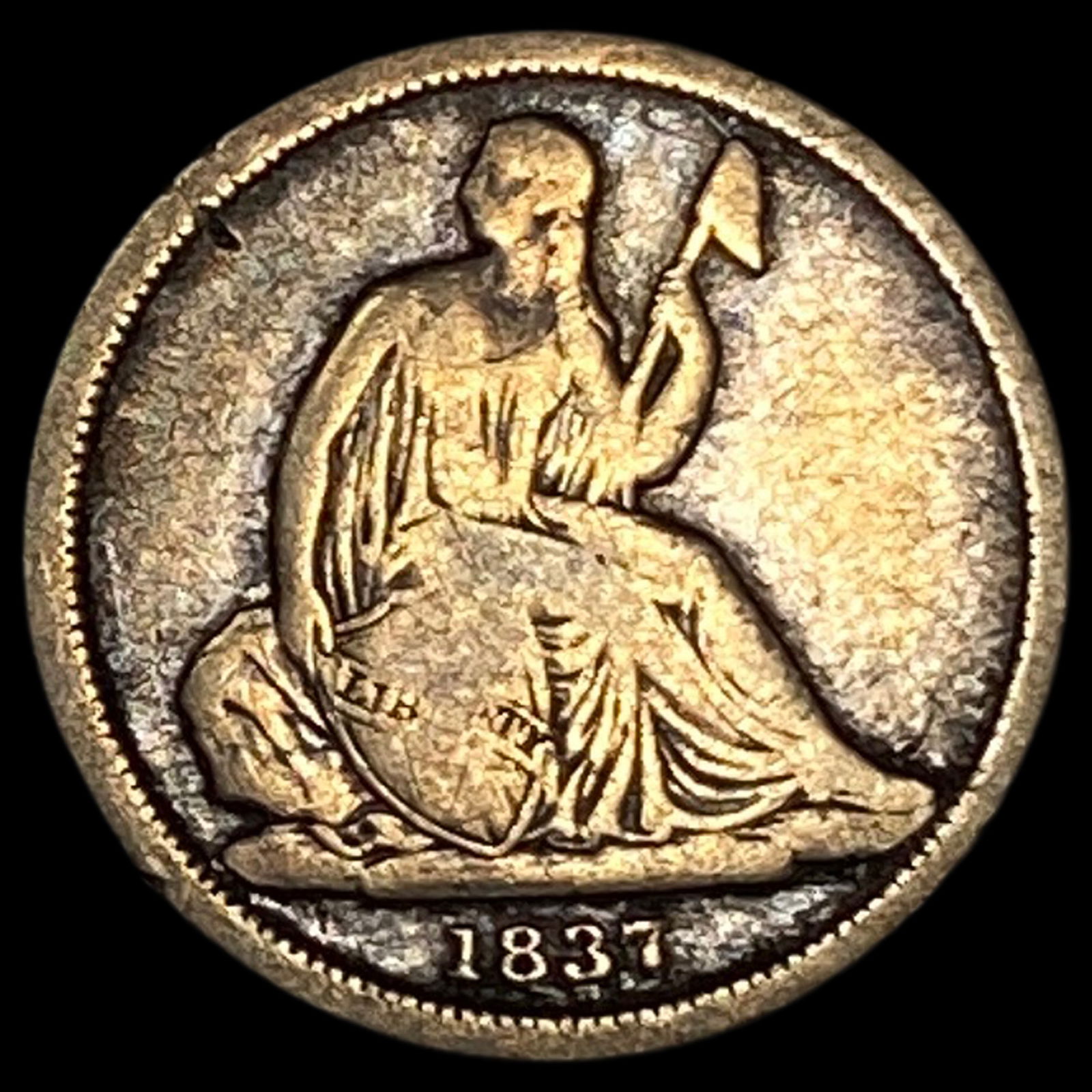 1837 Seated Liberty Dime No Stars NICELY CIRCULATED (1 of 2)