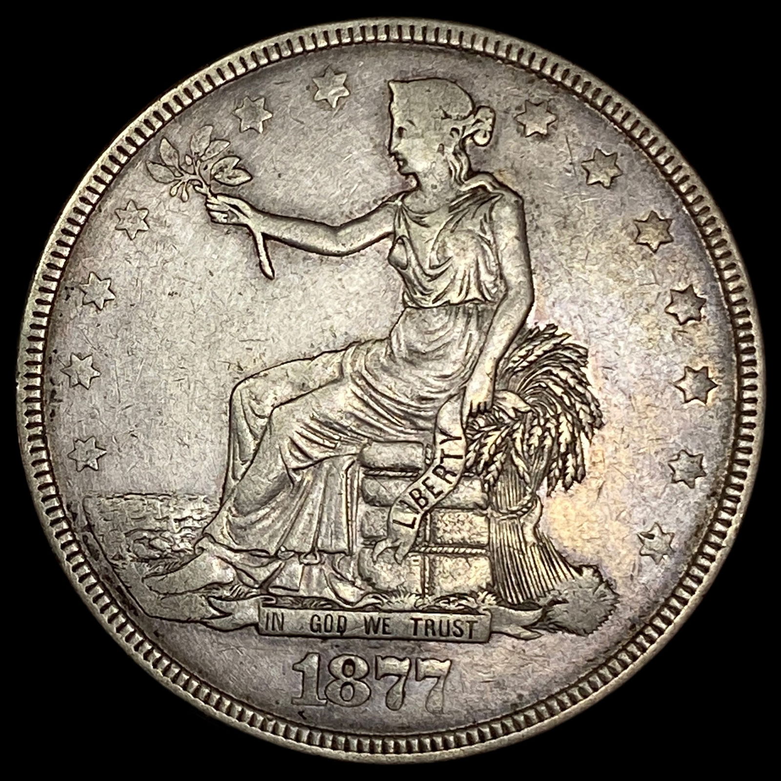 1877 Silver Trade Dollar NEARLY UNCIRCULATED (1 of 2)