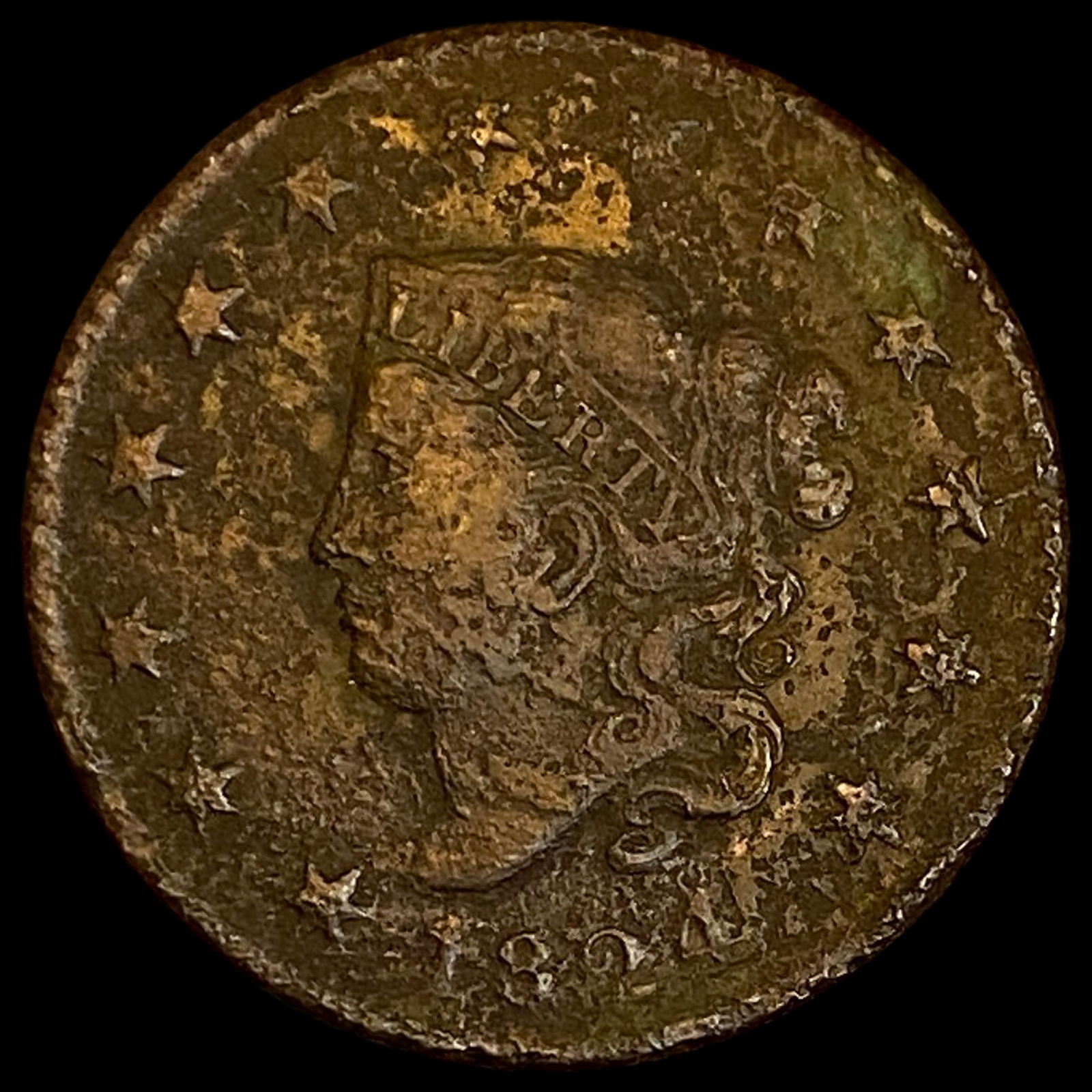 1824 Coronet Head Large Cent NICELY CIRCULATED (1 of 2)