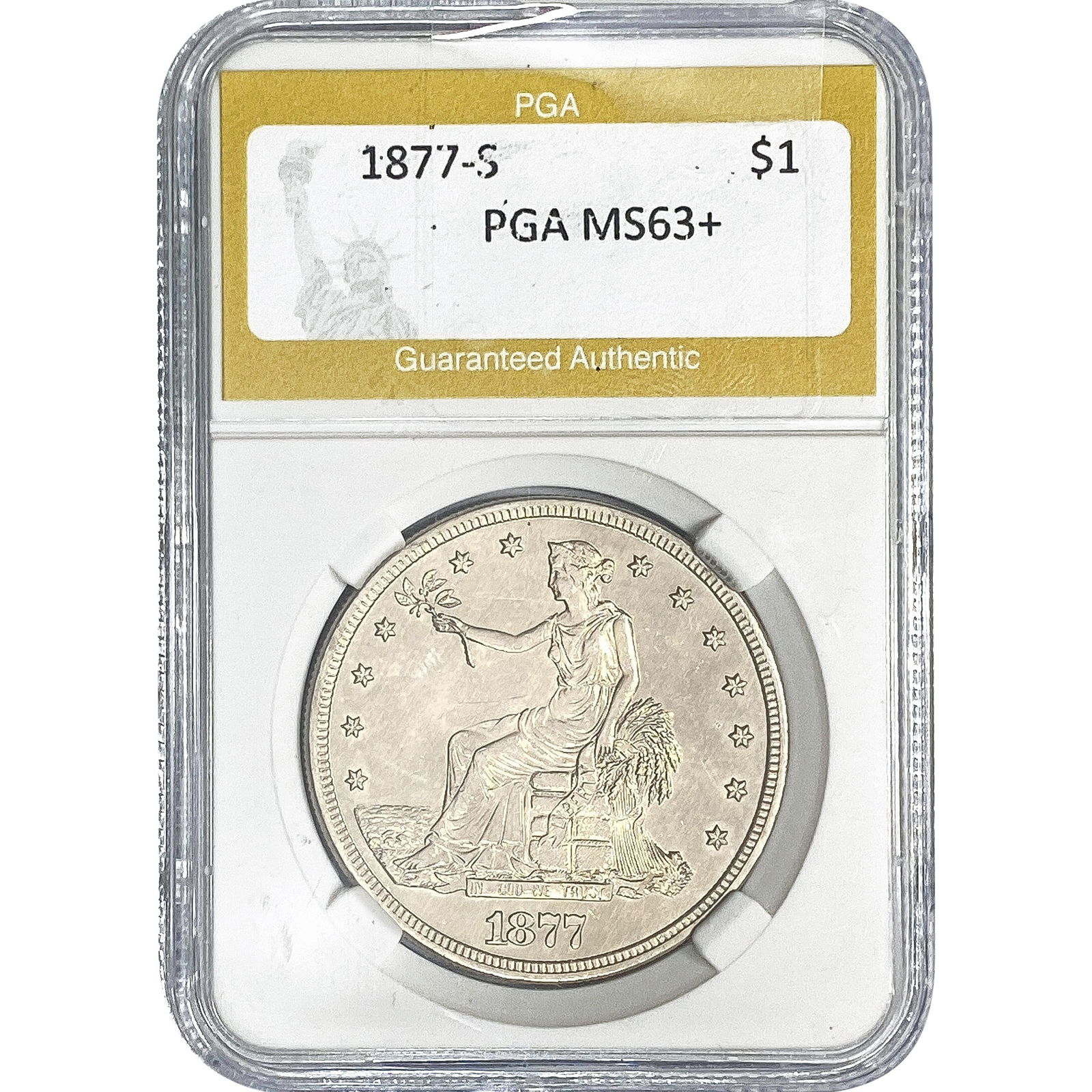 1877-S Silver Trade Dollar PGA MS63+ (1 of 2)