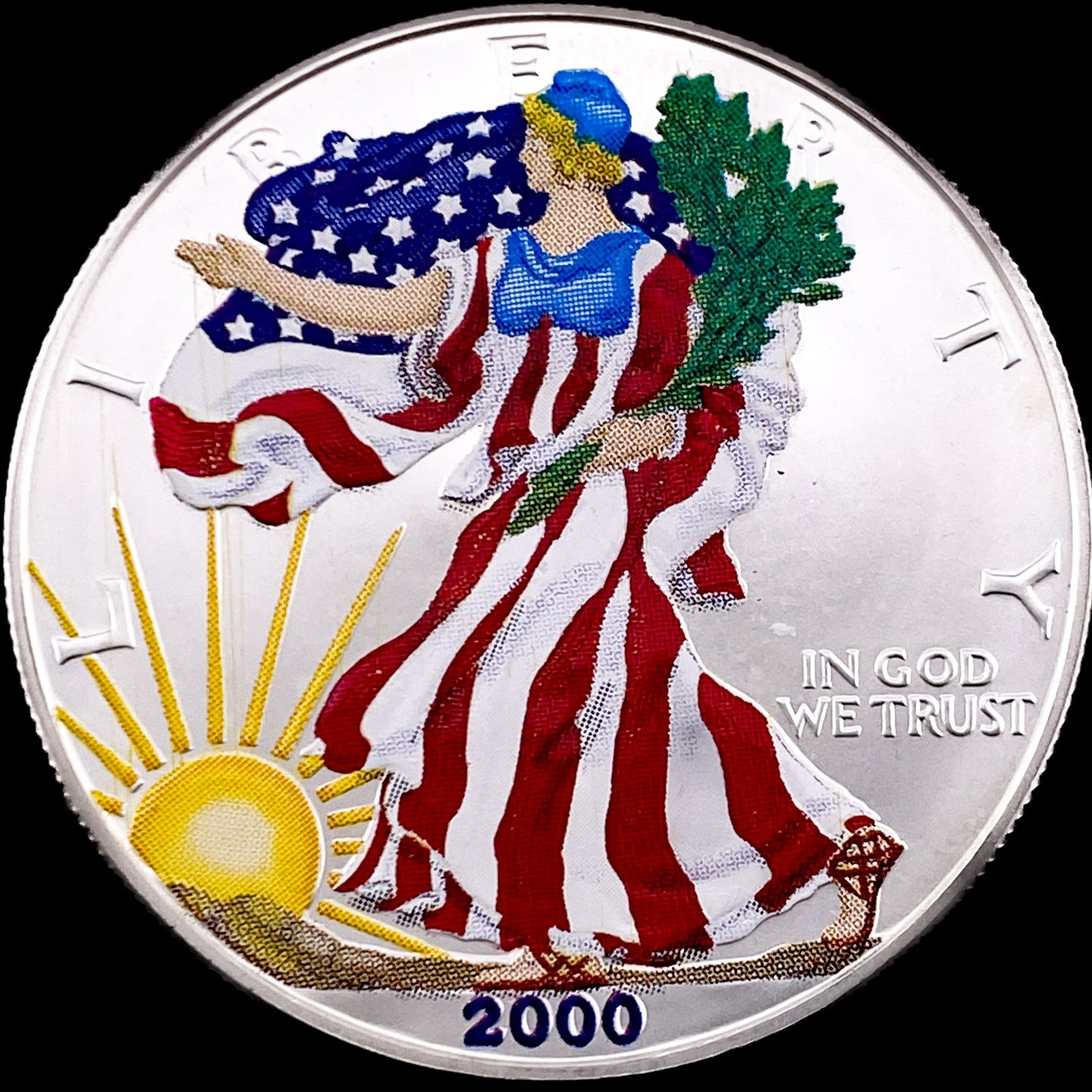 2000 1oz Silver American Eagle Colorized SUPERB GEM BU (1 of 2)
