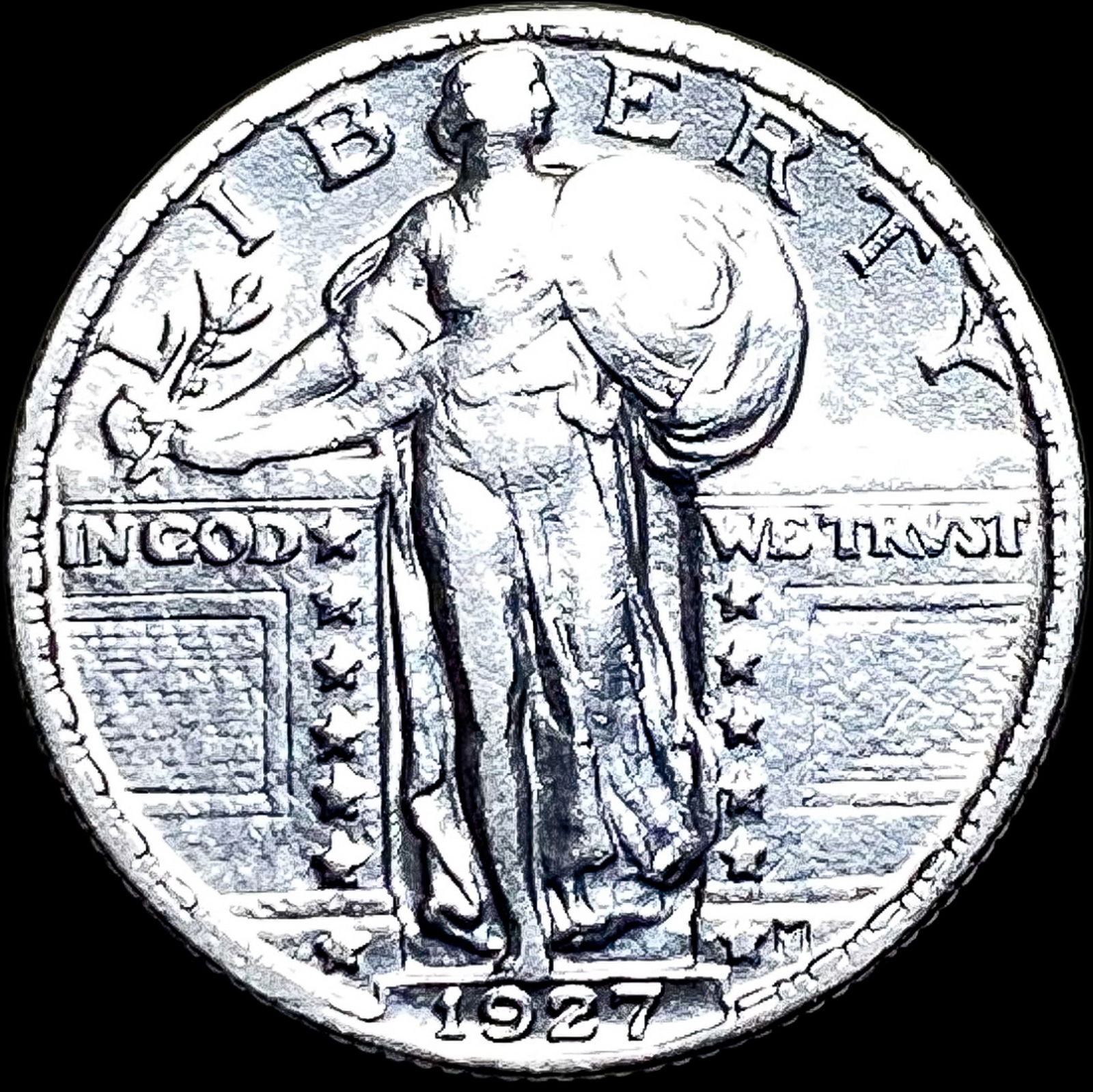 1927 Standing Liberty Silver Quarter CLOSELY UNCIRCULATED: 1927 Standing Liberty Silver Quarter CLOSELY UNCIRCULATED