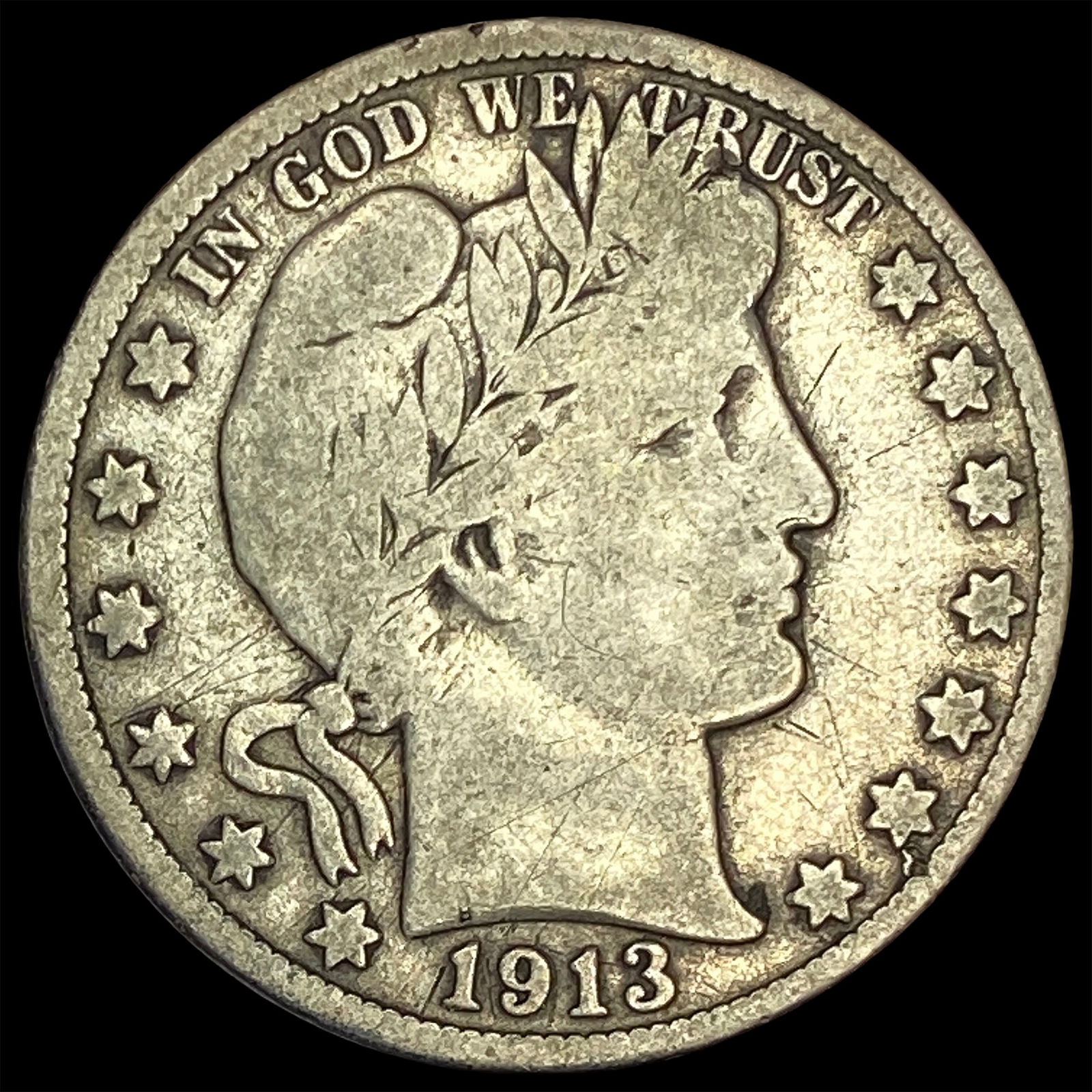 1913-S Silver Barber Half Dollar NICELY CIRCULATED (1 of 2)