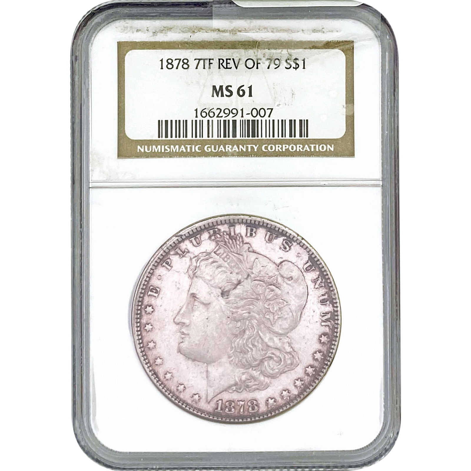 1878 7TF Rev 79 Morgan Silver Dollar NGC MS61: 1878 7TF Rev 79 Morgan Silver Dollar NGC MS61