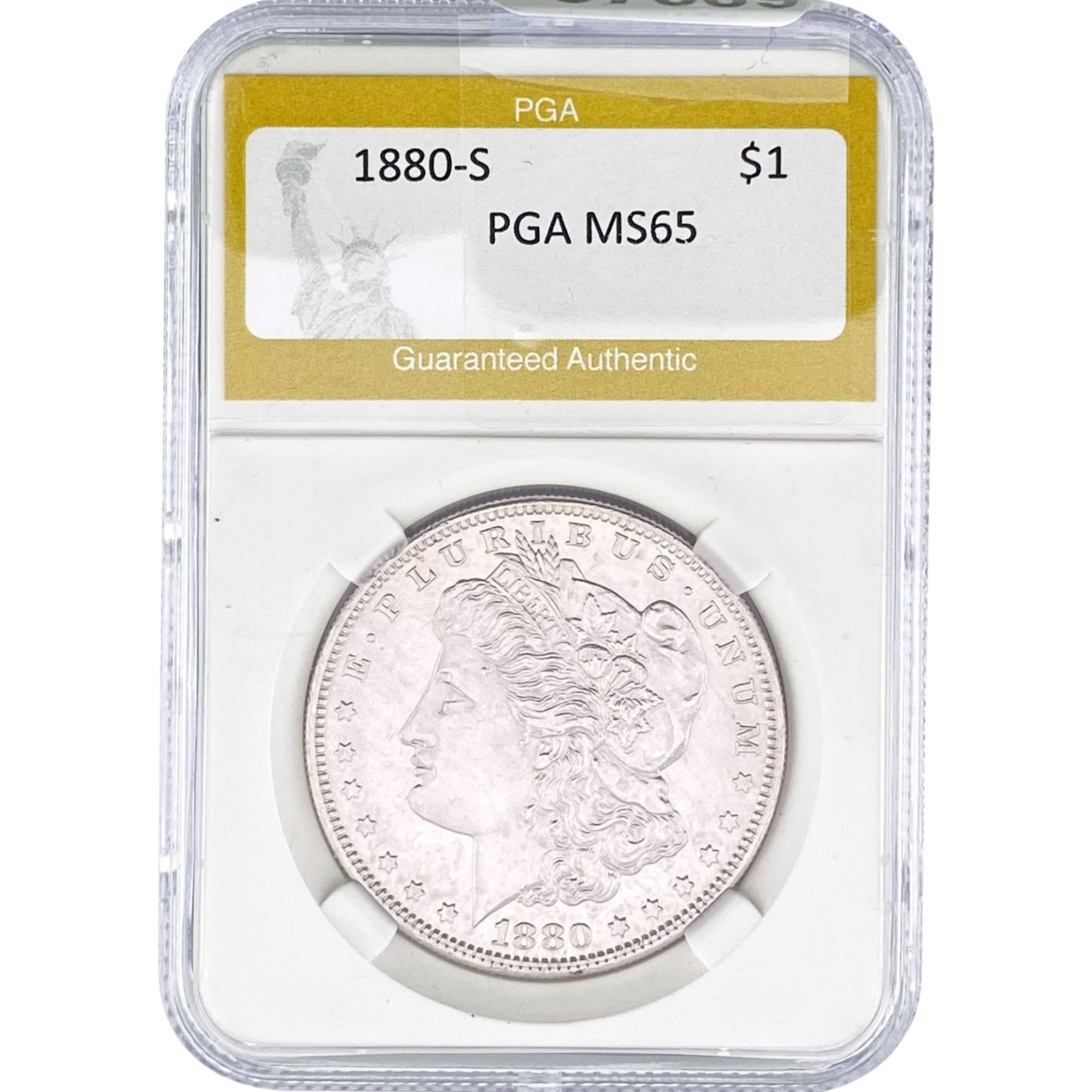 1880-S Morgan Silver Dollar PGA MS65: 1880-S Morgan Silver Dollar PGA MS65