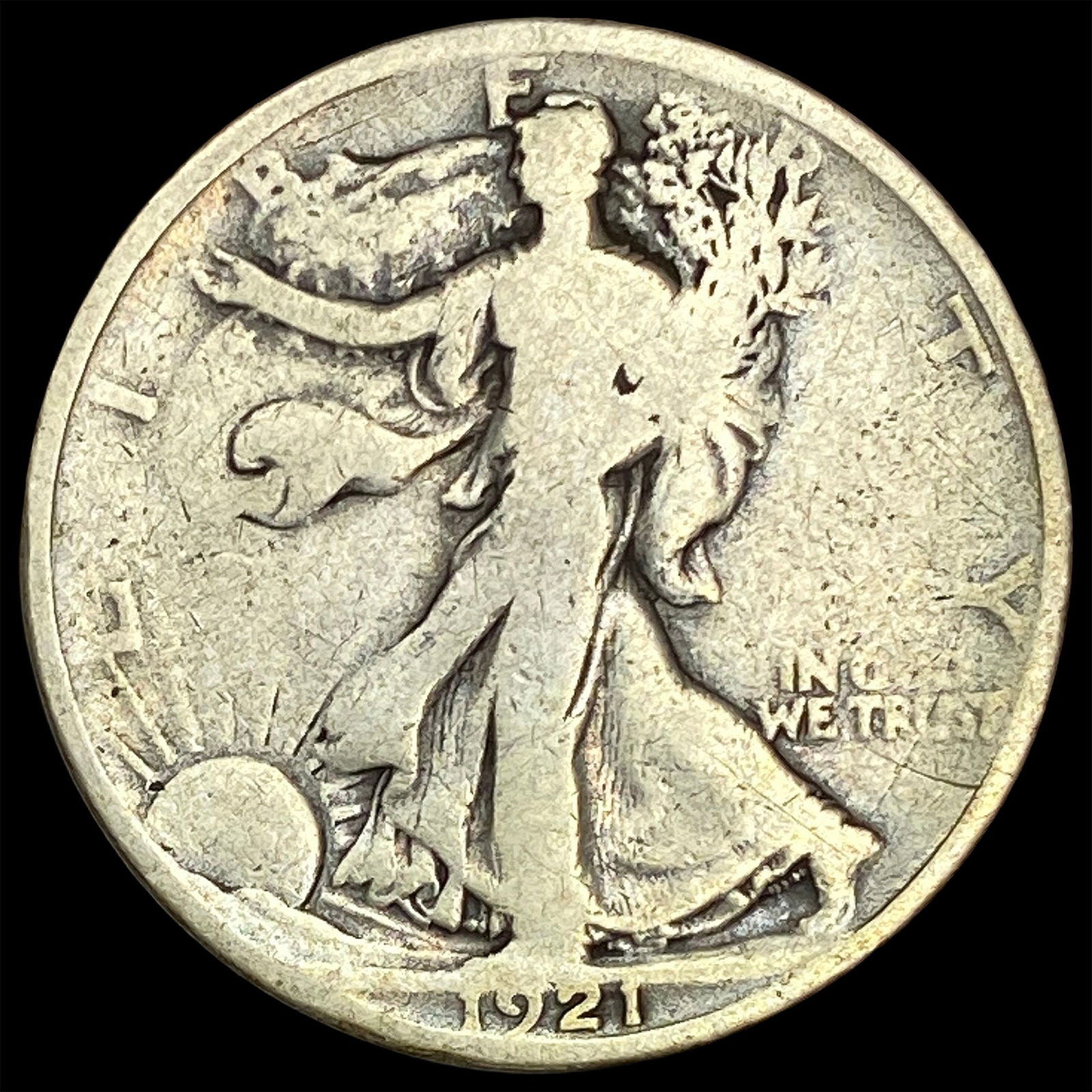 1921 Silver Walking Liberty Half Dollar NICELY CIRCULATED: 1921 Silver Walking Liberty Half Dollar NICELY CIRCULATED