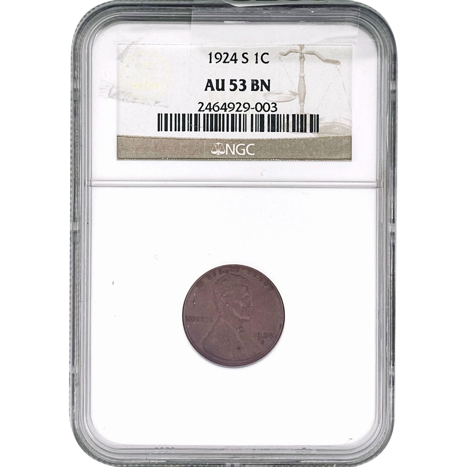 1924-S Wheat Cent NGC AU53 BN (1 of 2)