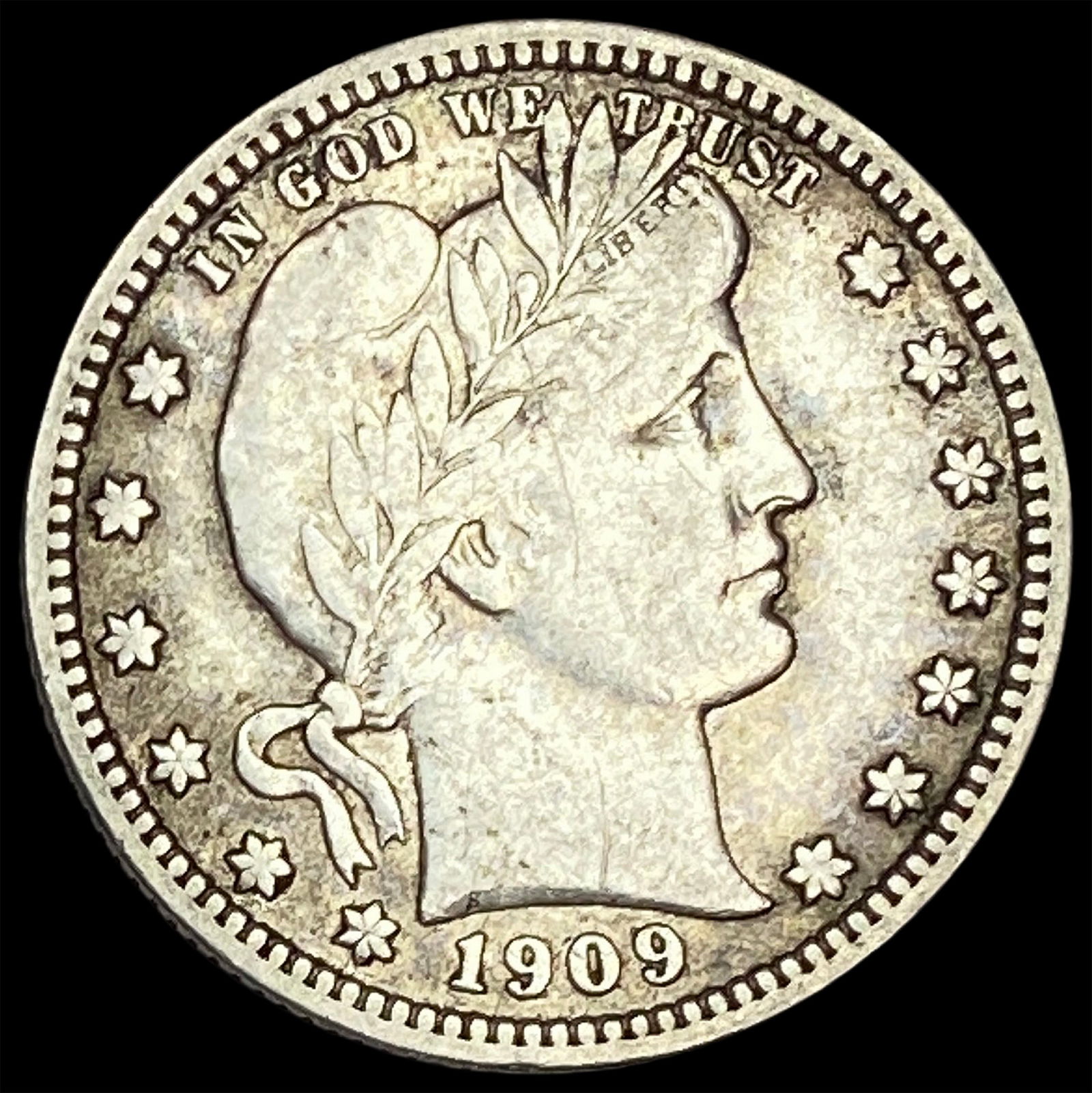 1909 Silver Barber Quarter NEARLY UNCIRCULATED (1 of 2)