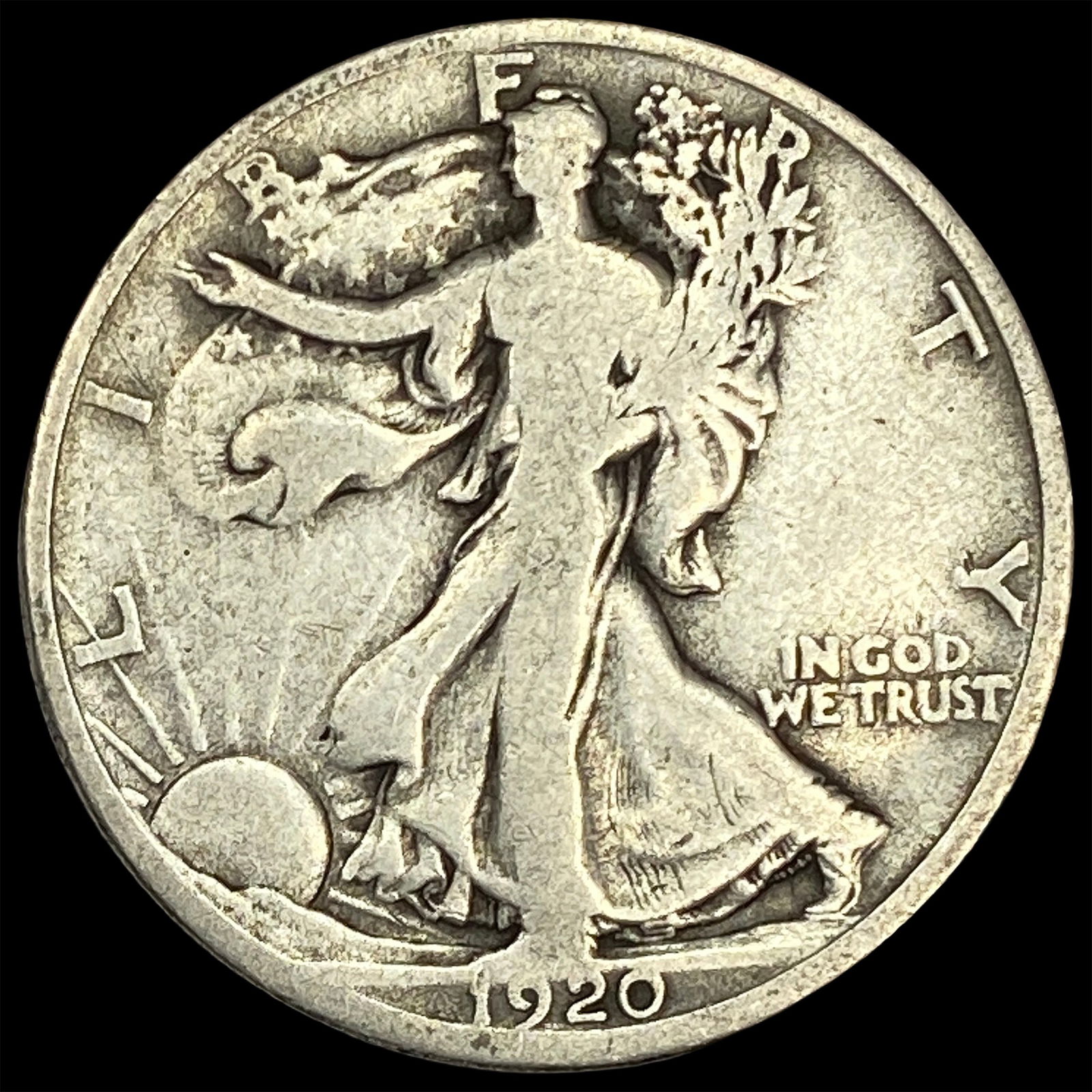 1920-D Silver Walking Liberty Half Dollar NICELY CIRCULATED (1 of 2)