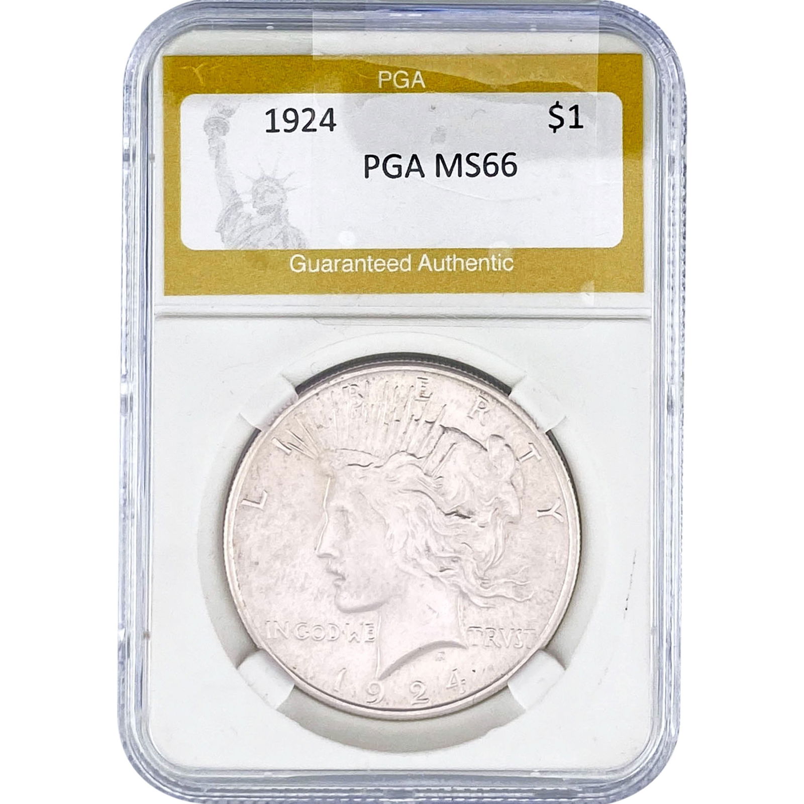 1924 Silver Peace Dollar PGA MS66: 1924 Silver Peace Dollar PGA MS66