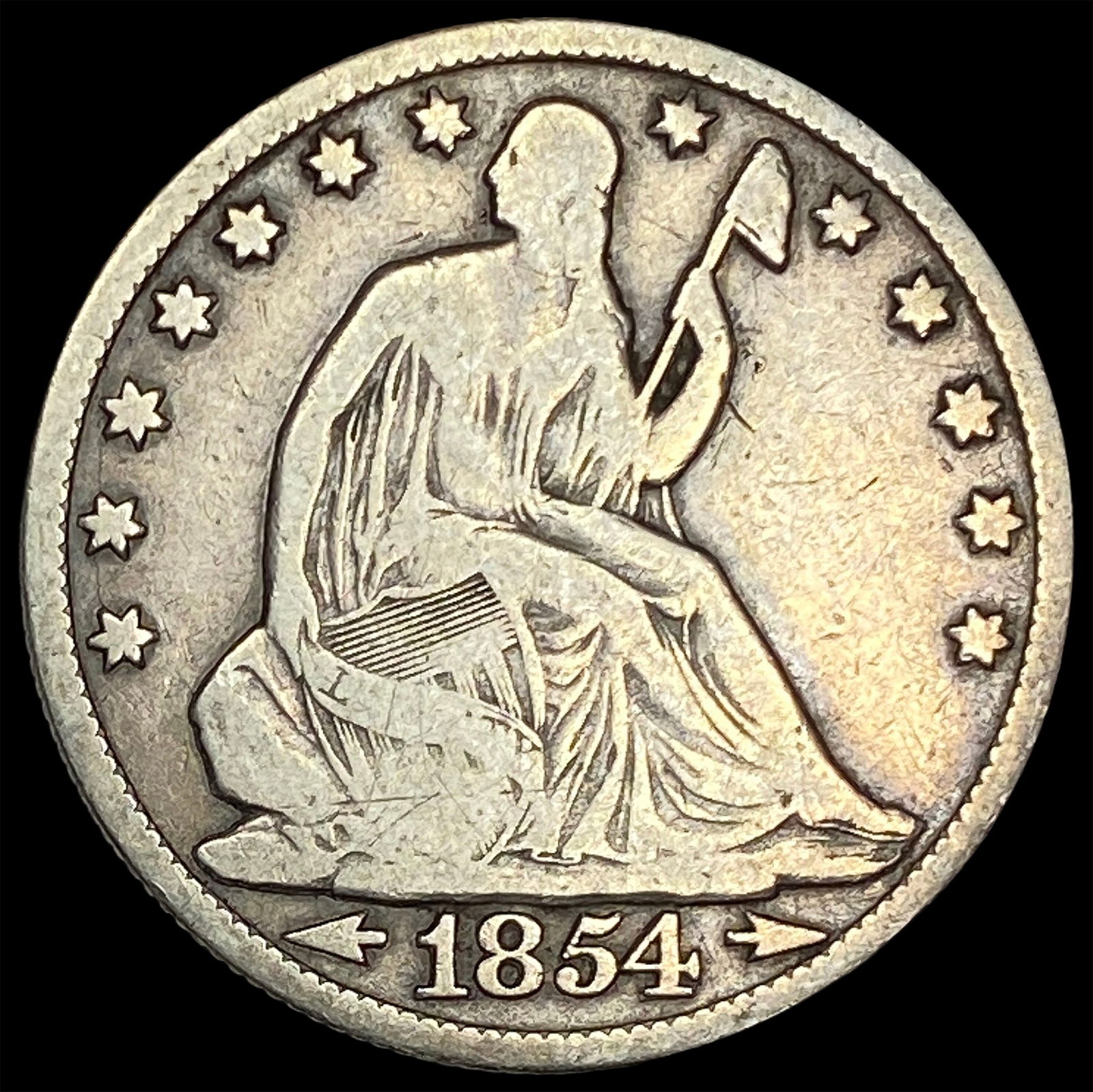 1854-O Silver Half Dollar (Seated Liberty) NICELY CIRCULATED (1 of 2)