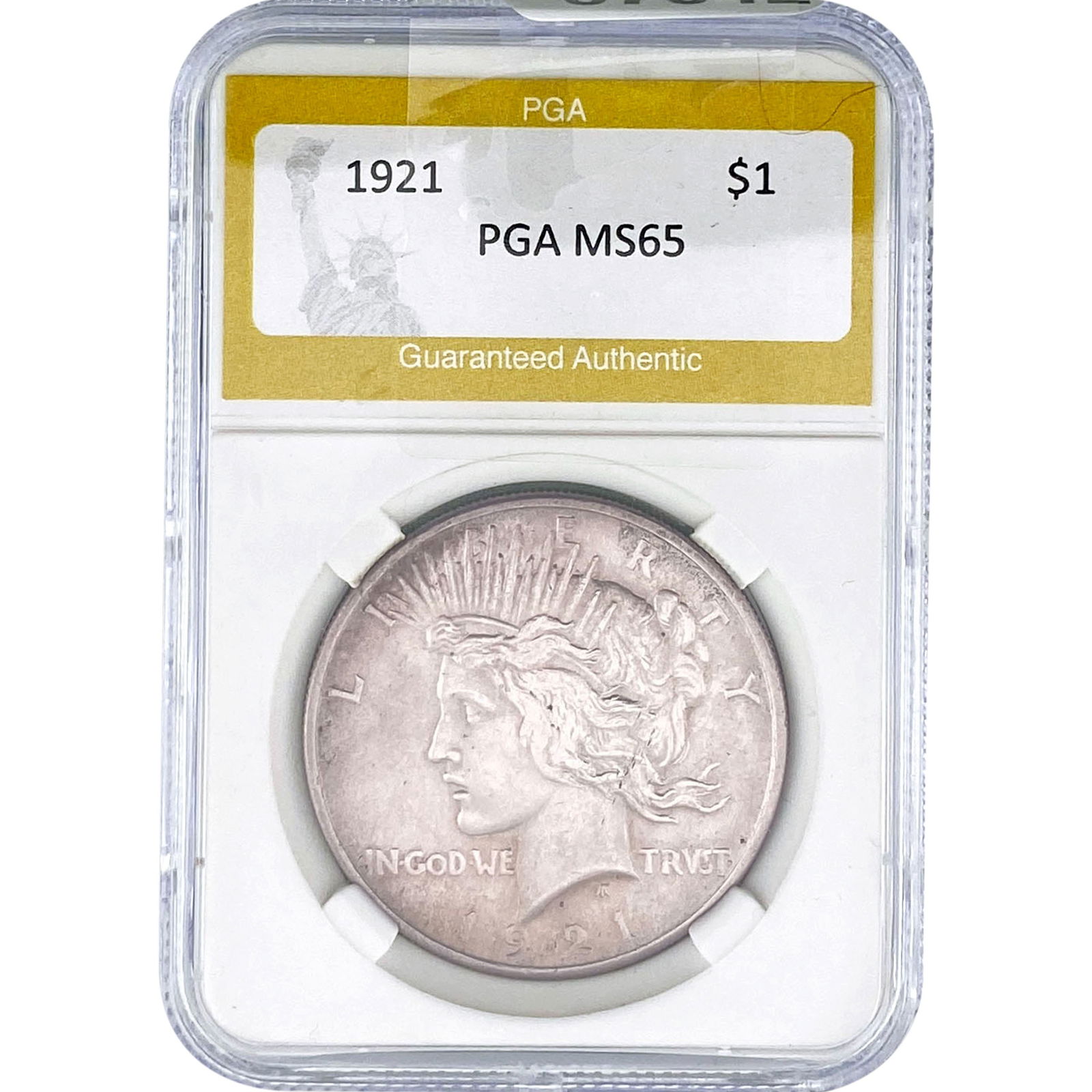 1921 Silver Peace Dollar PGA MS65: 1921 Silver Peace Dollar PGA MS65