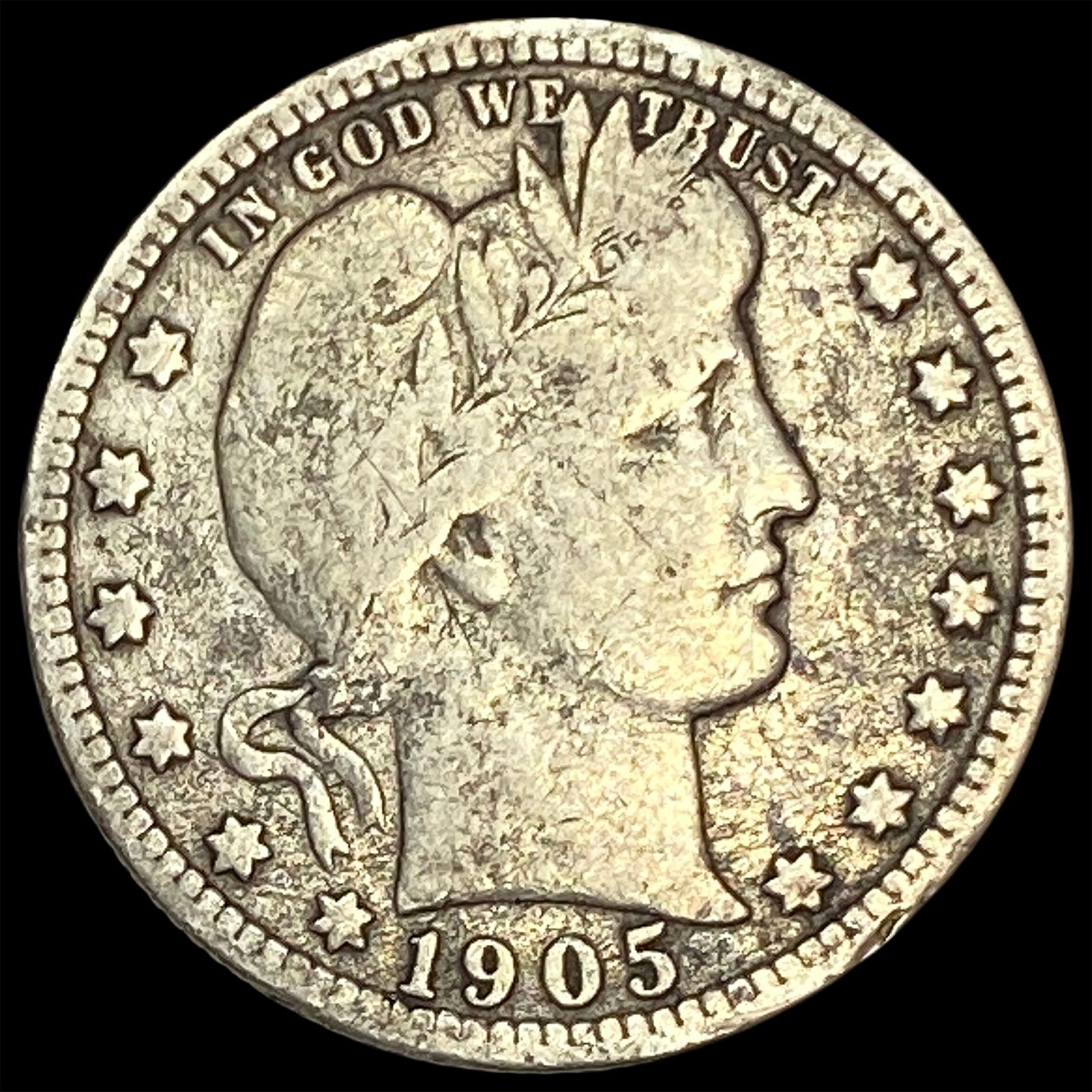 1905-S Silver Barber Quarter LIGHTLY CIRCULATED (1 of 2)