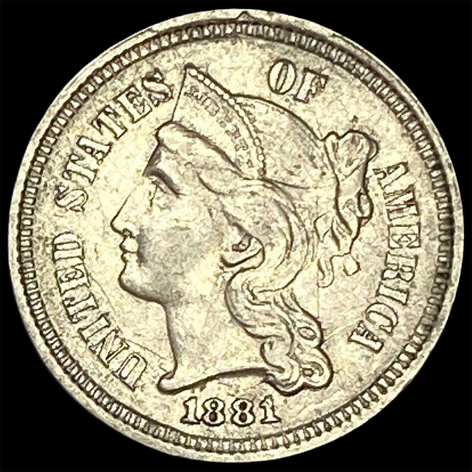 1881 Nickel Three-Cent Piece CLOSELY UNCIRCULATED (1 of 2)