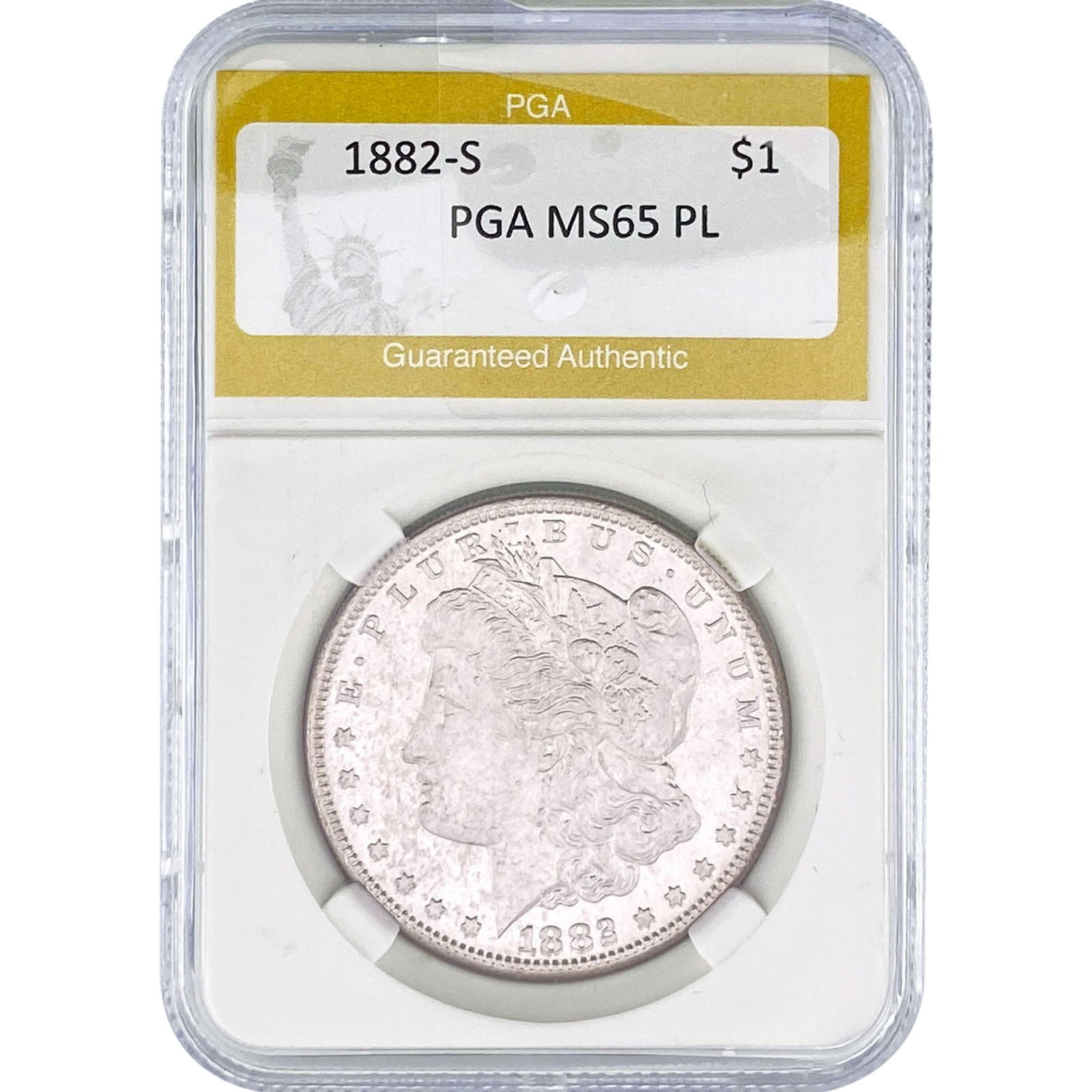 1882-S Morgan Silver Dollar PGA MS65 PL: 1882-S Morgan Silver Dollar PGA MS65 PL