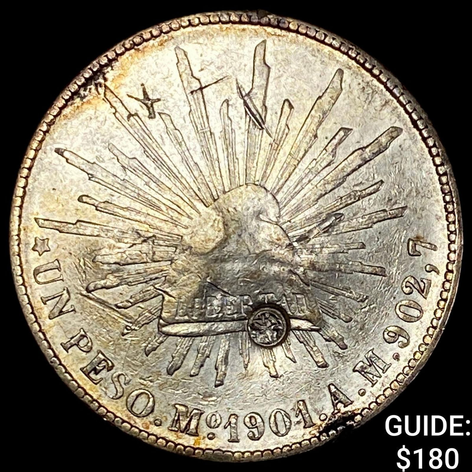 1901 Mexico SIlver 1 Peso Chopmarks NEARLY UNCIRCULATED (1 of 2)