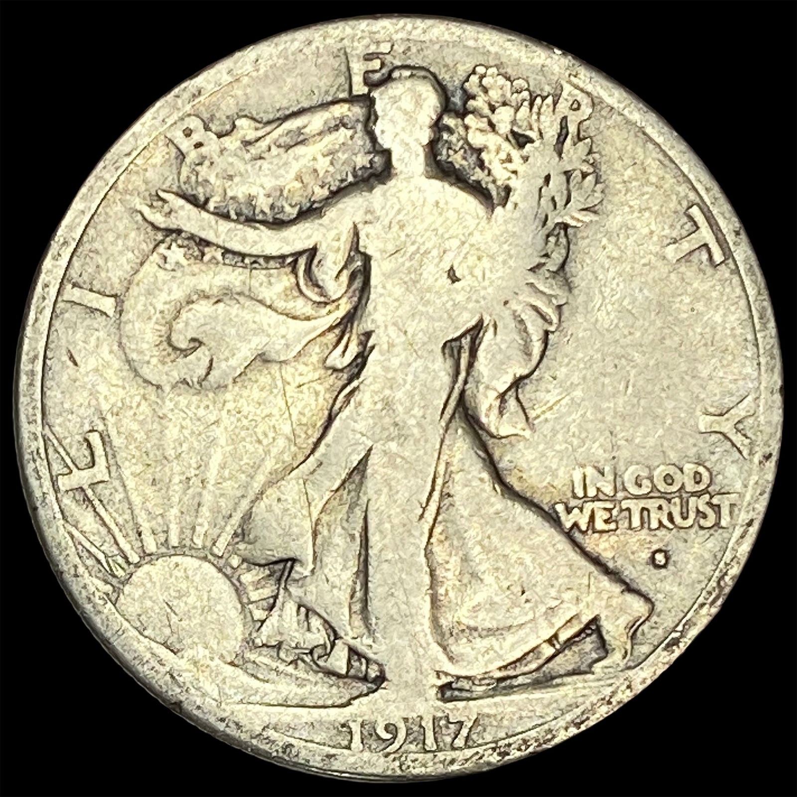 1917-S Silver Walking Liberty Half Dollar NICELY CIRCULATED (1 of 2)