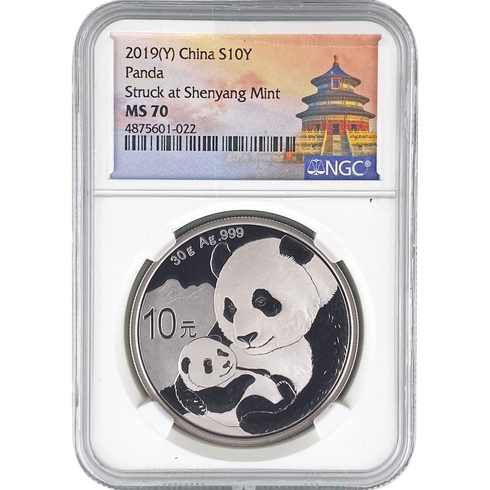 2019[Y] China Silver 10 Yuan-Panda NGC MS70 (1 of 2)
