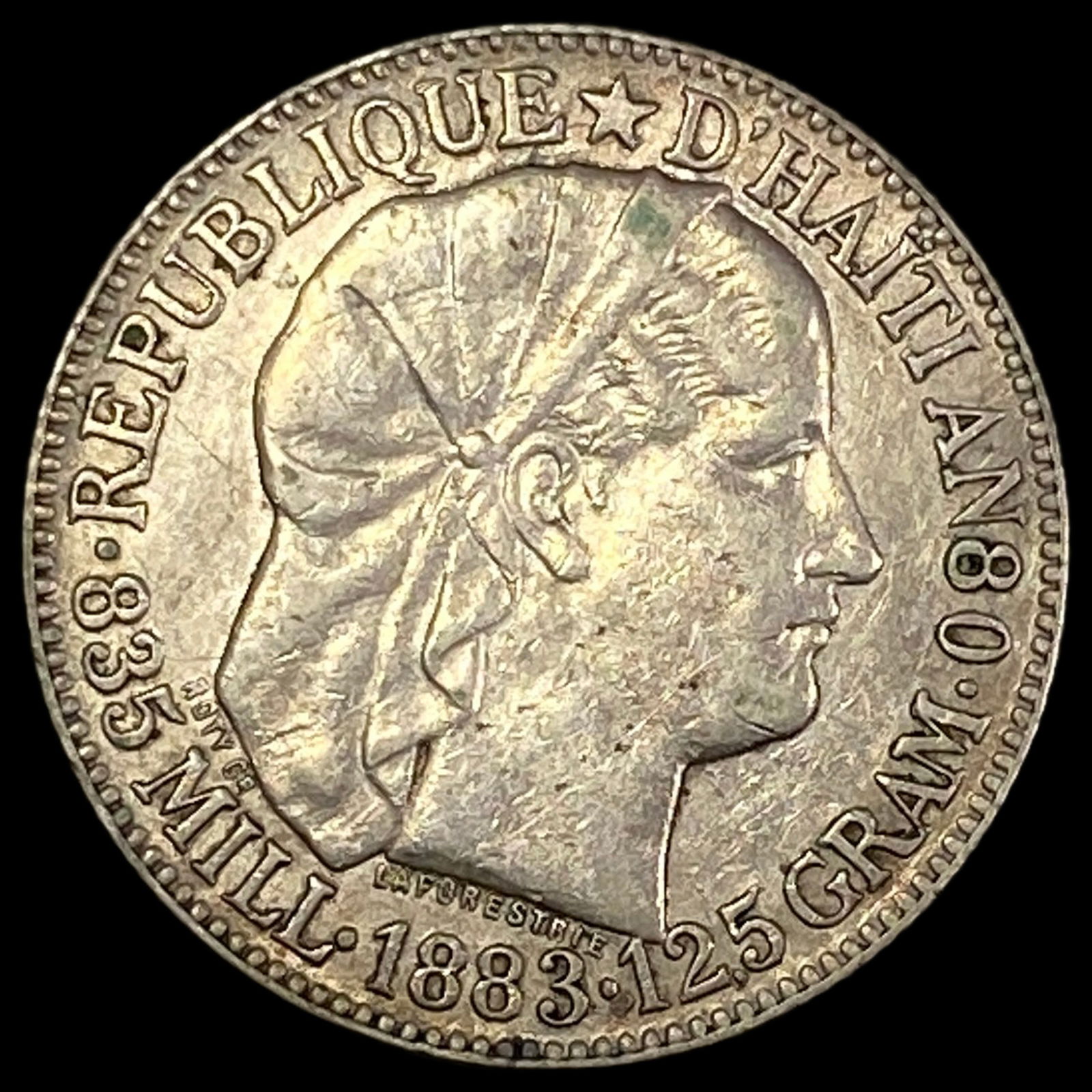 1883 Haiti Silver 50 Cents HIGH GRADE (1 of 2)