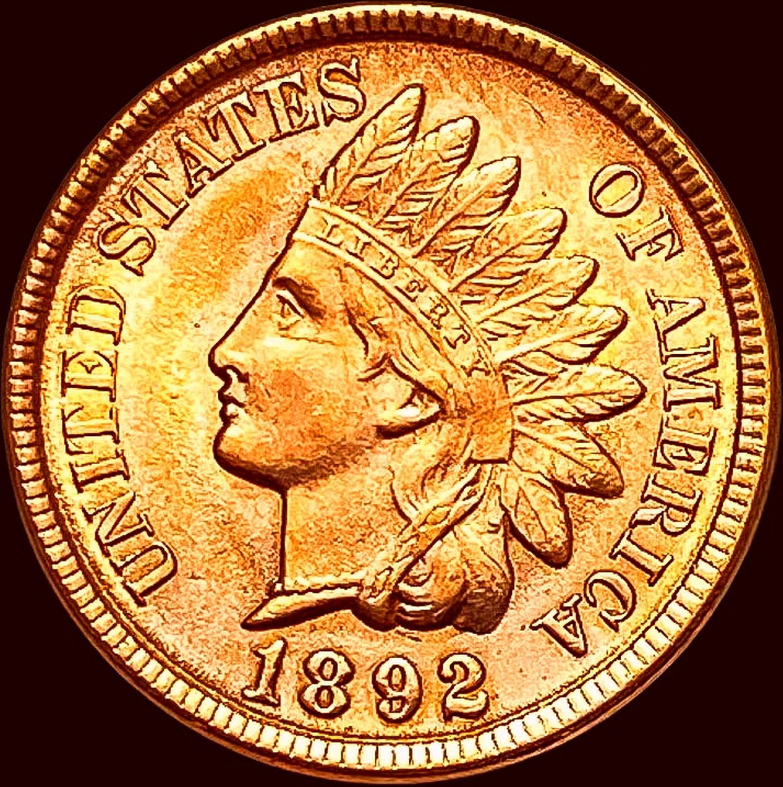 1892 Red Indian Head Cent CHOICE BU (1 of 2)