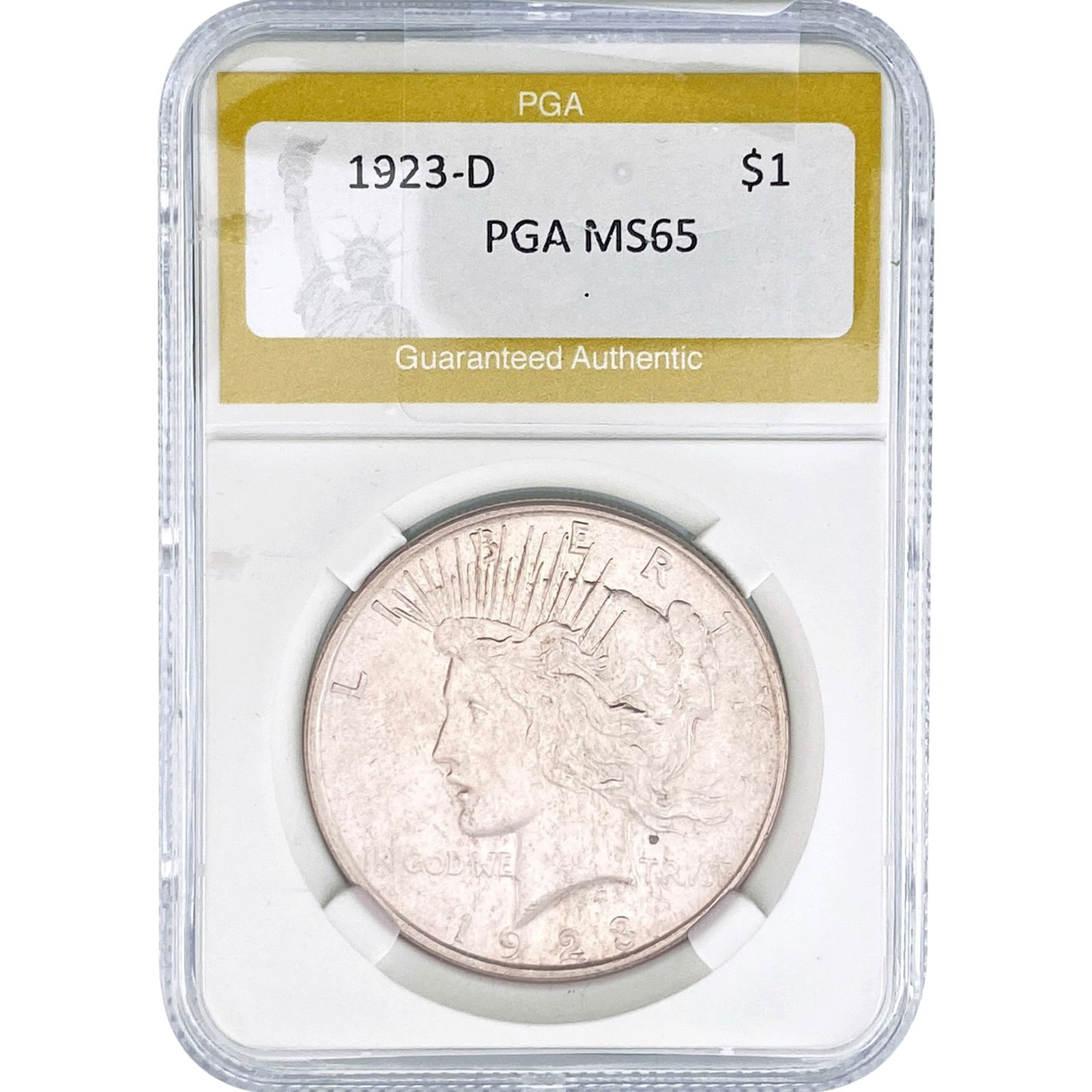 1923-D Silver Peace Dollar PGA MS65: 1923-D Silver Peace Dollar PGA MS65
