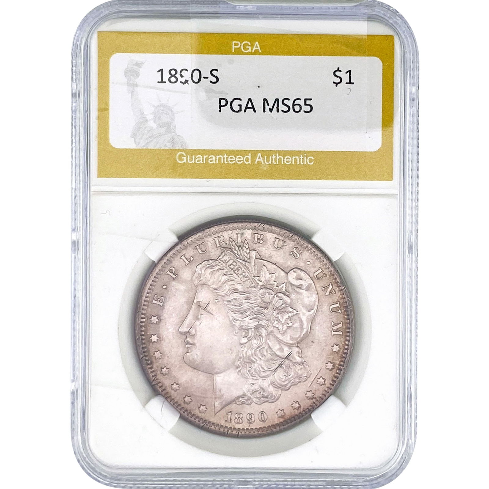 1890-S Morgan Silver Dollar PGA MS65: 1890-S Morgan Silver Dollar PGA MS65