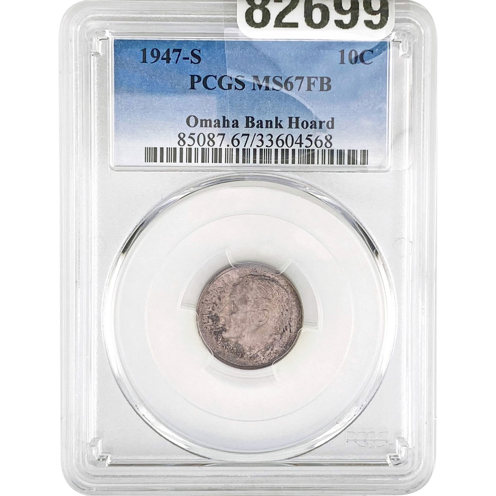1947-S Roosevelt Dime PCGS MS67 FB Omaha Bank (1 of 2)