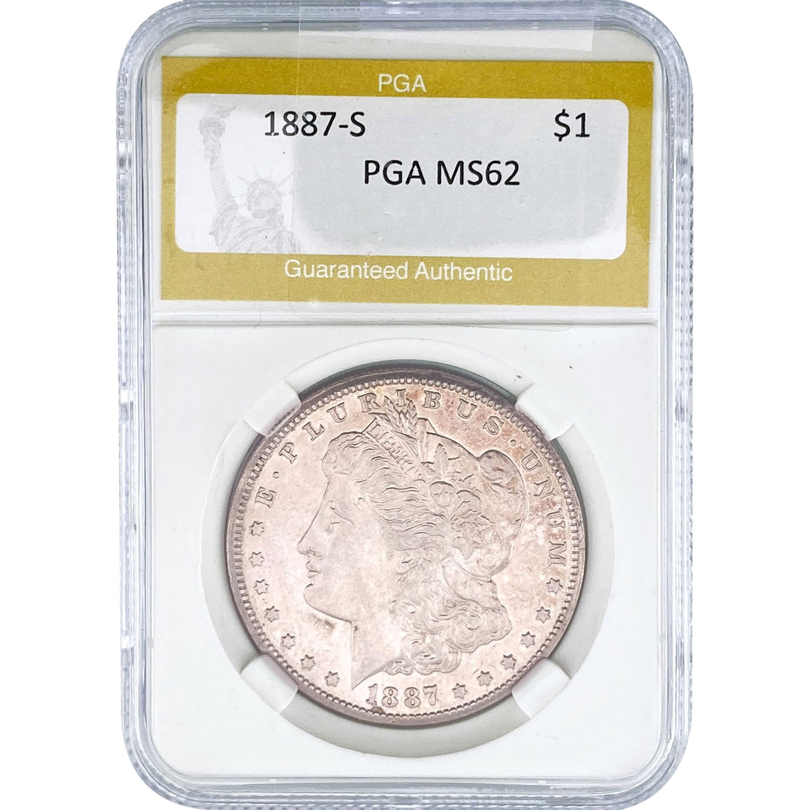1887-S Morgan Silver Dollar PGA MS62: 1887-S Morgan Silver Dollar PGA MS62