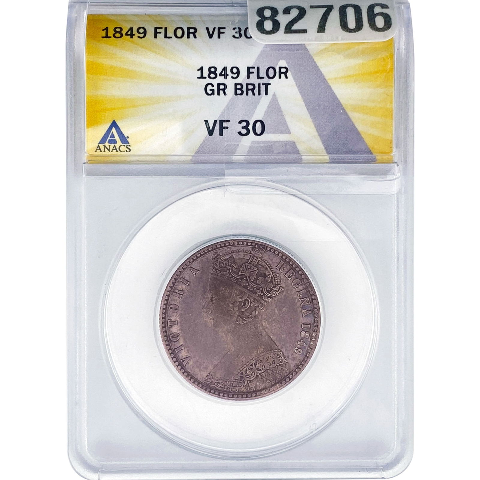 1849 Great Britain 1 Florin ANACS VF30: 1849 Great Britain 1 Florin ANACS VF30