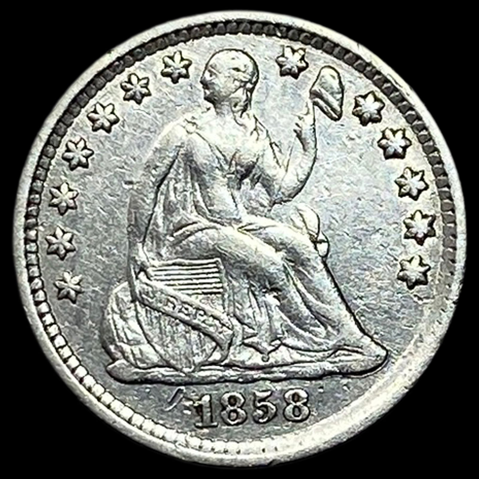 1858-O Seated Liberty Half Dime CLOSELY UNCIRCULATED (1 of 2)