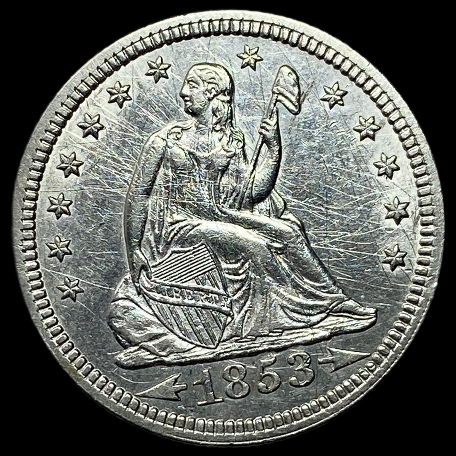 1853 Arrows/Rays Seated Liberty Quarter HIGH GRADE (1 of 2)