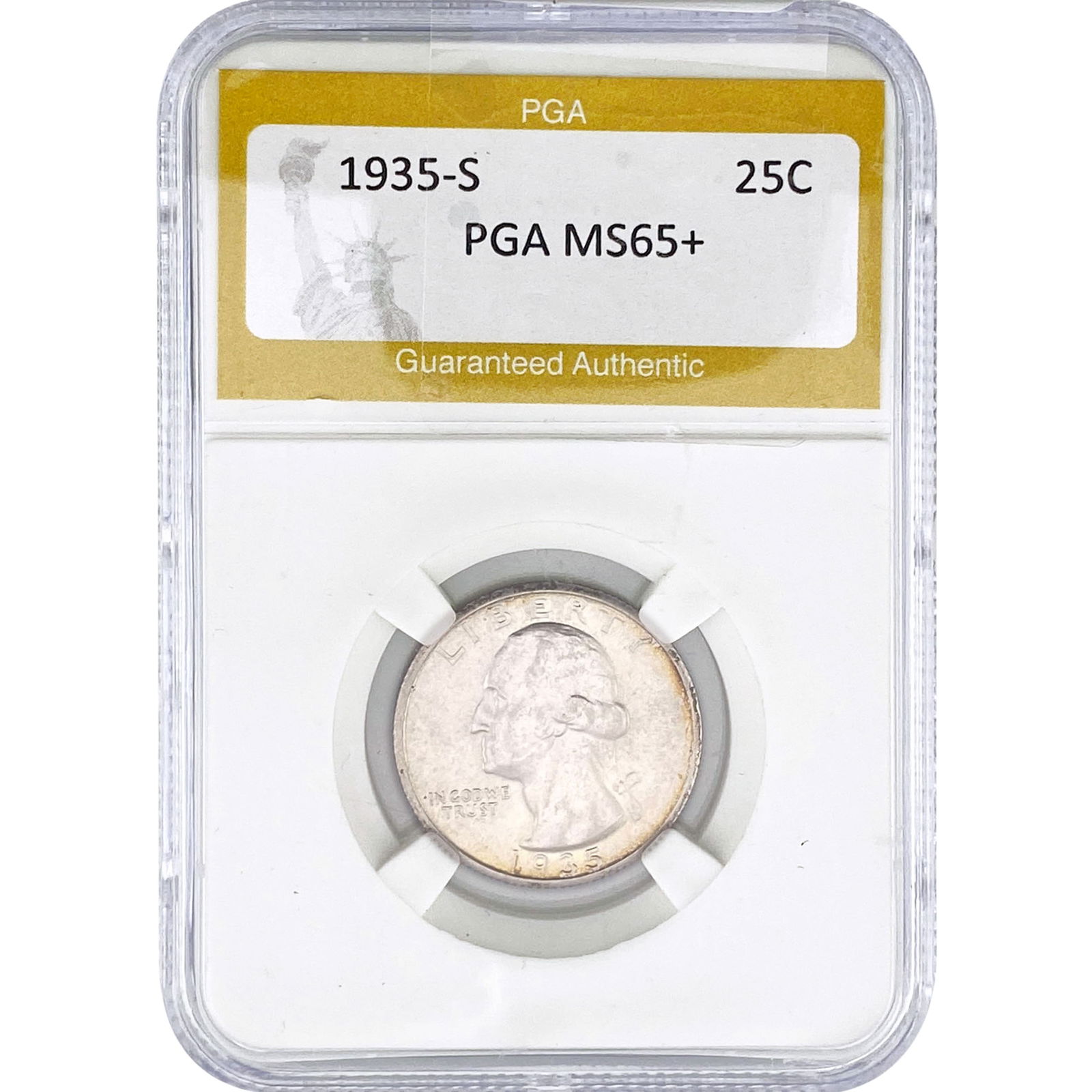 1935-S Washington Silver Quarter PGA MS65+: 1935-S Washington Silver Quarter PGA MS65+